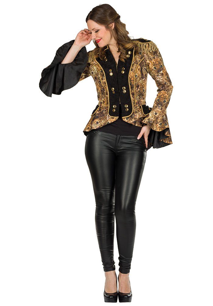 Karneval-Klamotten Kostüm Karneval Jacke Tiger Damen Zirkus Direktorin, Show Jacke Frack Tiger Damenkostüm Parade Damen-Frack Prunksitzung