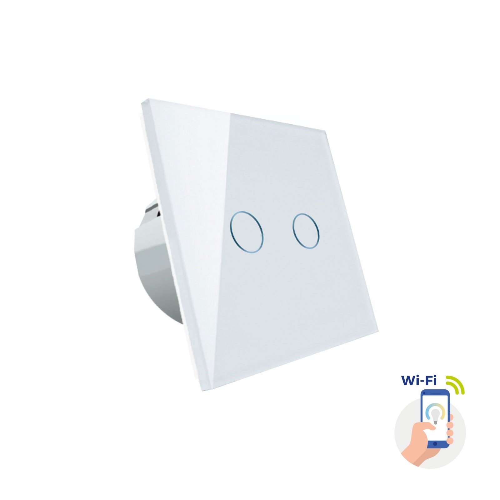 Smart Lichtschalter 2 Zonen Alexa Google Wandschalter Glas IP20 weiß Smarter Lichtschalter