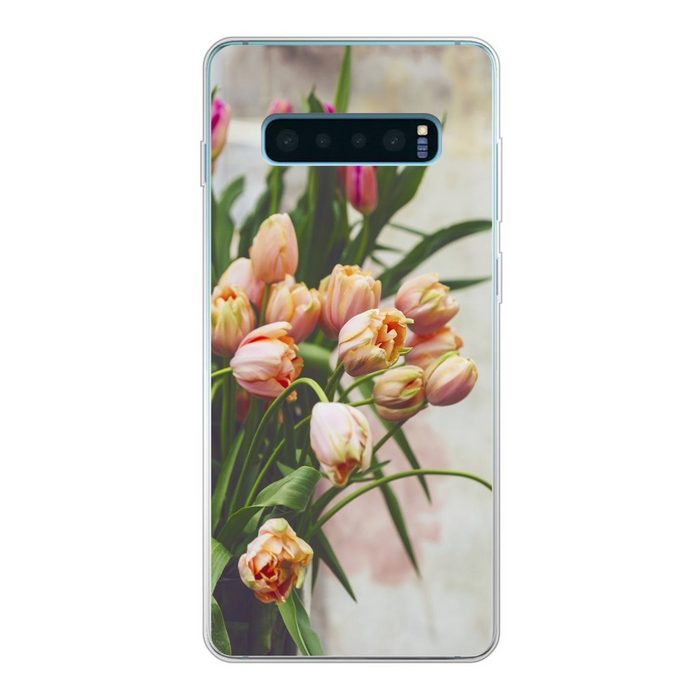 MuchoWow Handyhülle Wälder mit Tulpen Phone Case Handyhülle Samsung Galaxy S10+ Silikon Schutzhülle