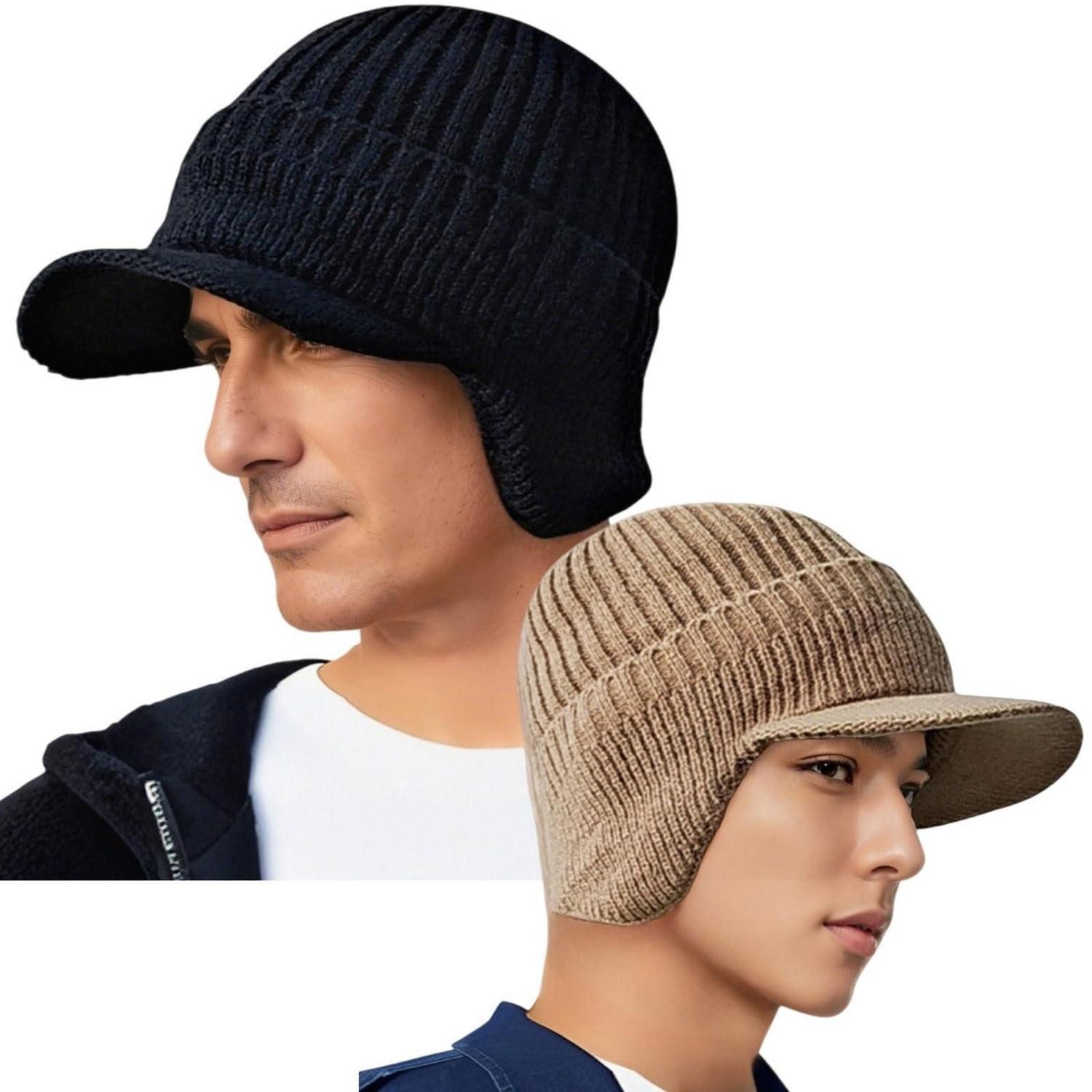 LuxusKollektion Strickmütze Wintermütze Herren Strickmütze Einheitsgröße Schwarz Khaki