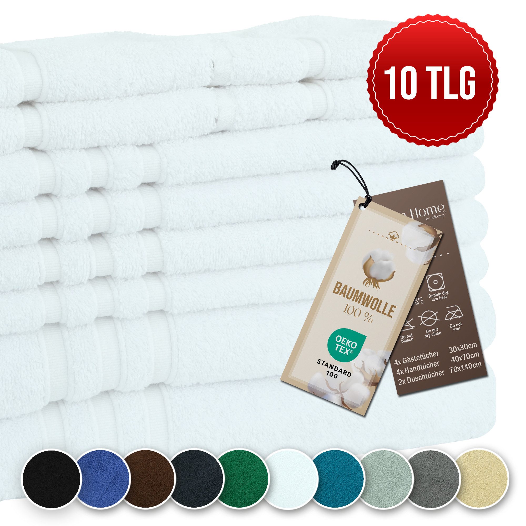 Handtuch Set 2 Duschtücher 70x140 cm, 4 Handtücher 40x70 cm, 2 Gästetücher 30x30 cm