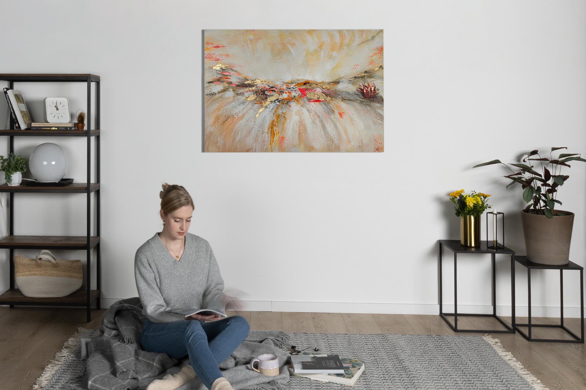 KUNSTLOFT Gemälde Ruhe vor dem Sturm 120x80 cm, Leinwandbild 100% HANDGEMALT Wandbild Wohnzimmer