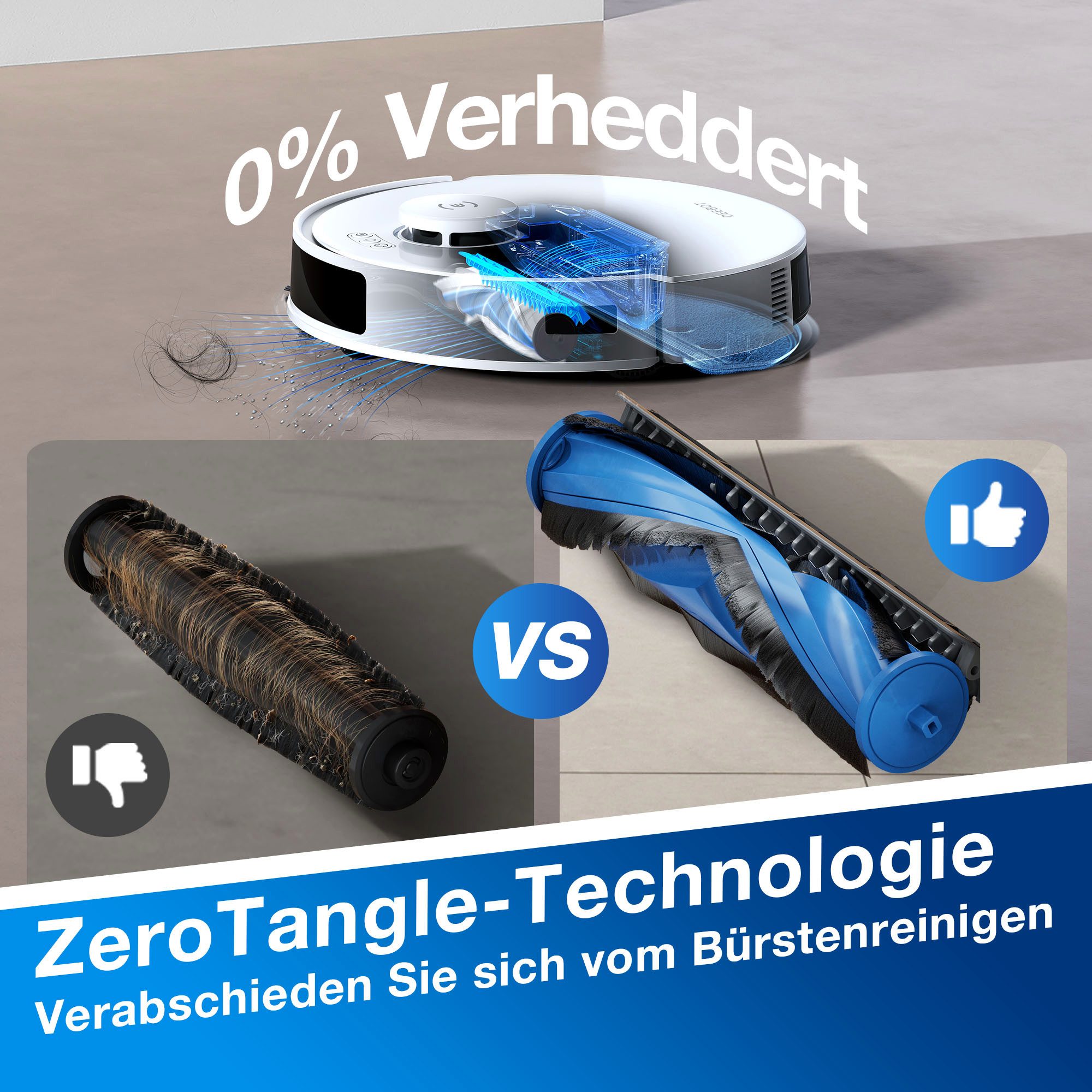 ECOVACS Nass-Trocken-Saugroboter DEEBOT N20 Saugroboter mit Wischfunktion, 45,00 W, Wischfunktion und Anti-Haar-Verhedderung