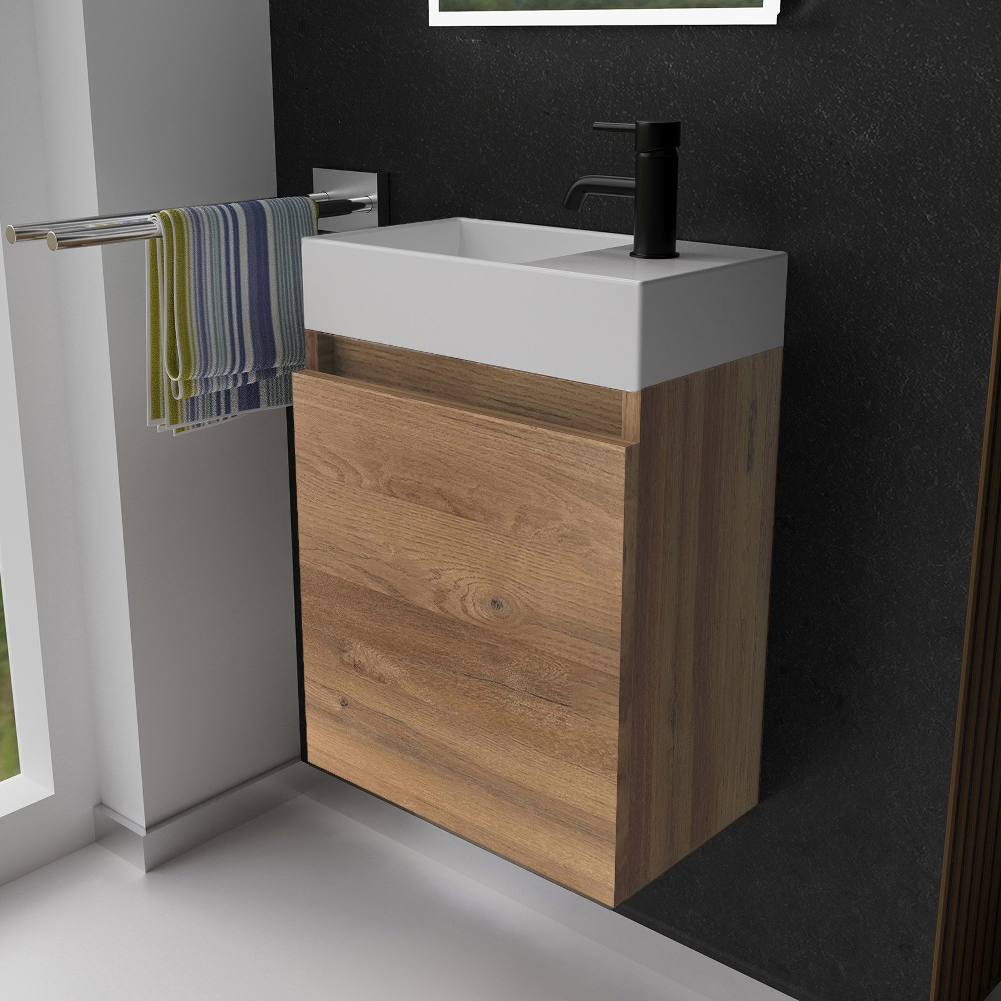 Alpenberger Badmöbel-Set Gäste WC Waschbecken mit Unterschrank - Badschrank günstig online kaufen