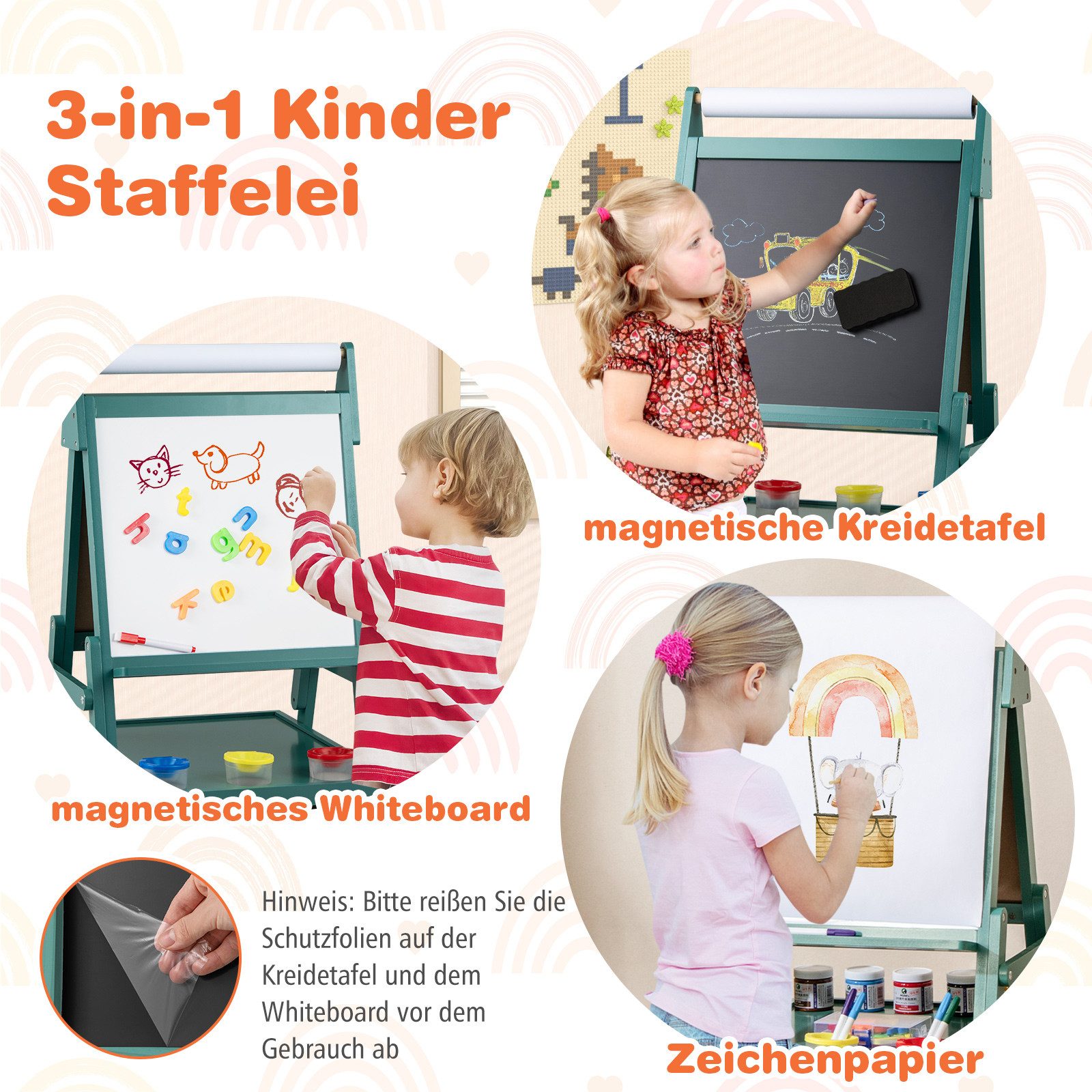 COSTWAY Standtafel, 3 in 1 Kinder günstig online kaufen