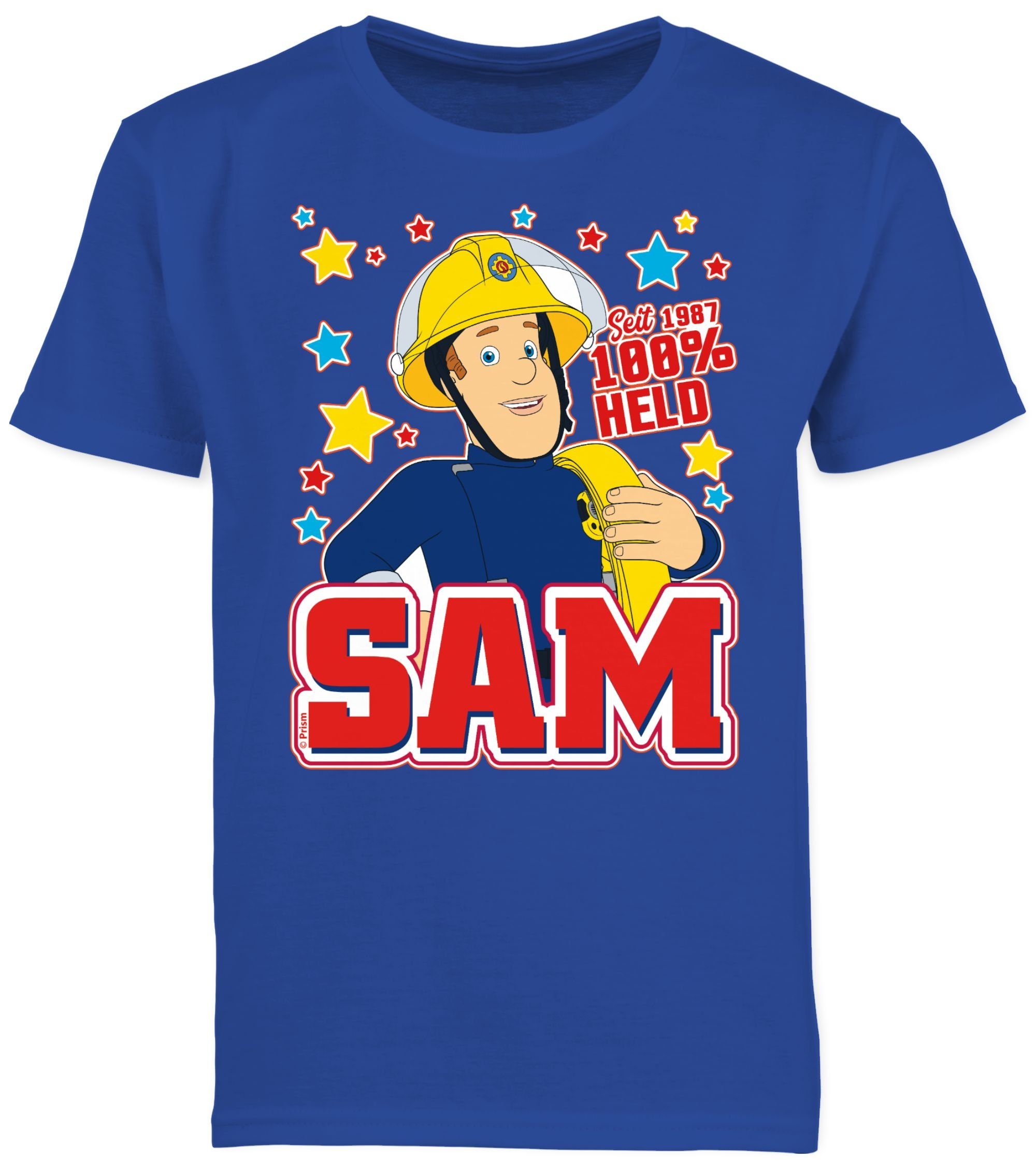 - Shirtracer Feuerwehrmann 02 - Jungen Royalblau Sam 1987 100% Seit T-Shirt Held Sam