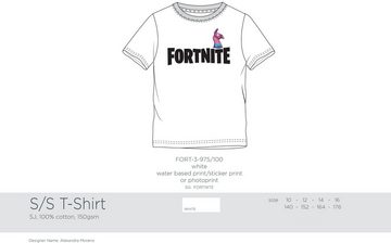 Fortnite T-Shirt FORTNITE T-Shirt kurzarm Weiß Alpaka Logo Epic Games Gr.140 152 164 176 Kinder im Alter 10 12 14 16 Jahre