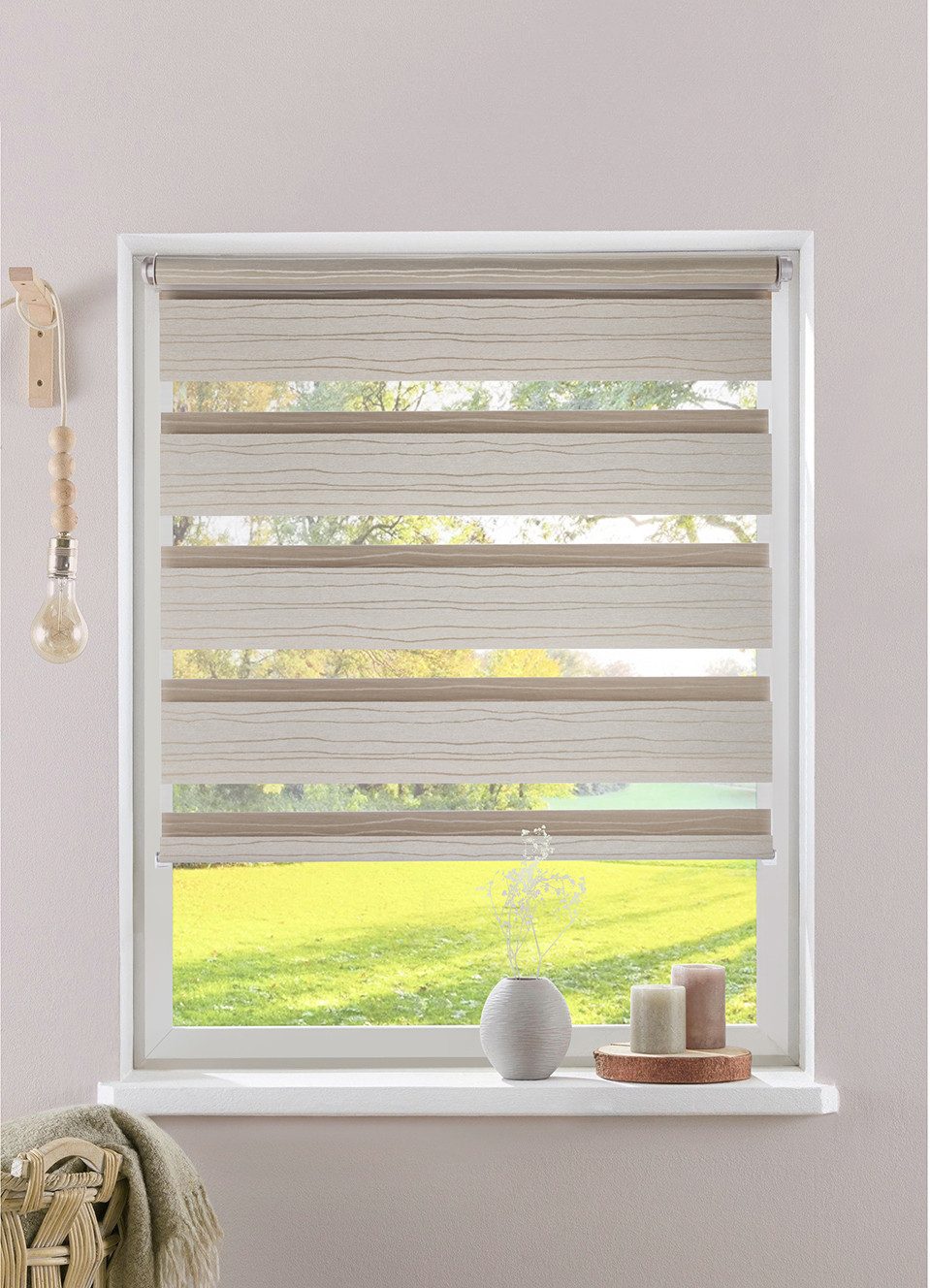 Doppelrollo PAGELLA, OTTO home, Lichtschutz, ohne Bohren, freihängend, Klemmfix, Rollo, mit eingewebten Chenillefäden, für Fenster & Tür, sehr beliebt!