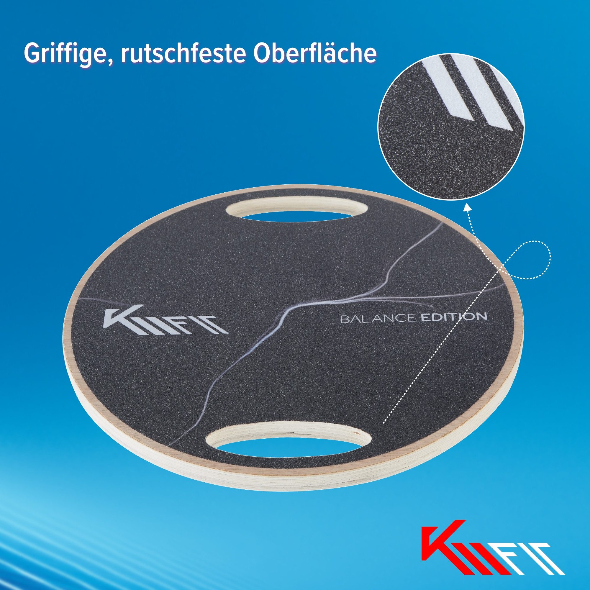 KM - Fit Balanceboard Balancierbrett Wackelbrett Schaukelbrett Kreisel ø 39,5cm, rutschfeste Oberfläche