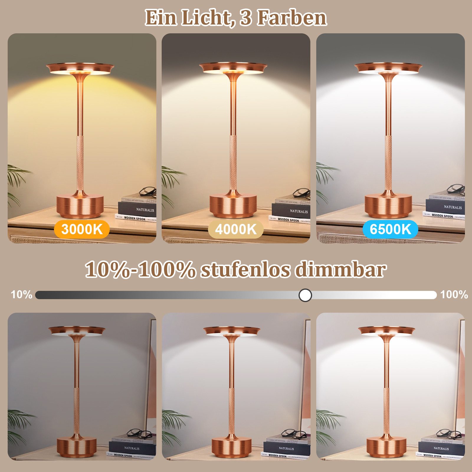 Jibenhome Nachtlicht Outdoor Tischleuchte Akku Touch Dimmbar, LED Tischlamp günstig online kaufen