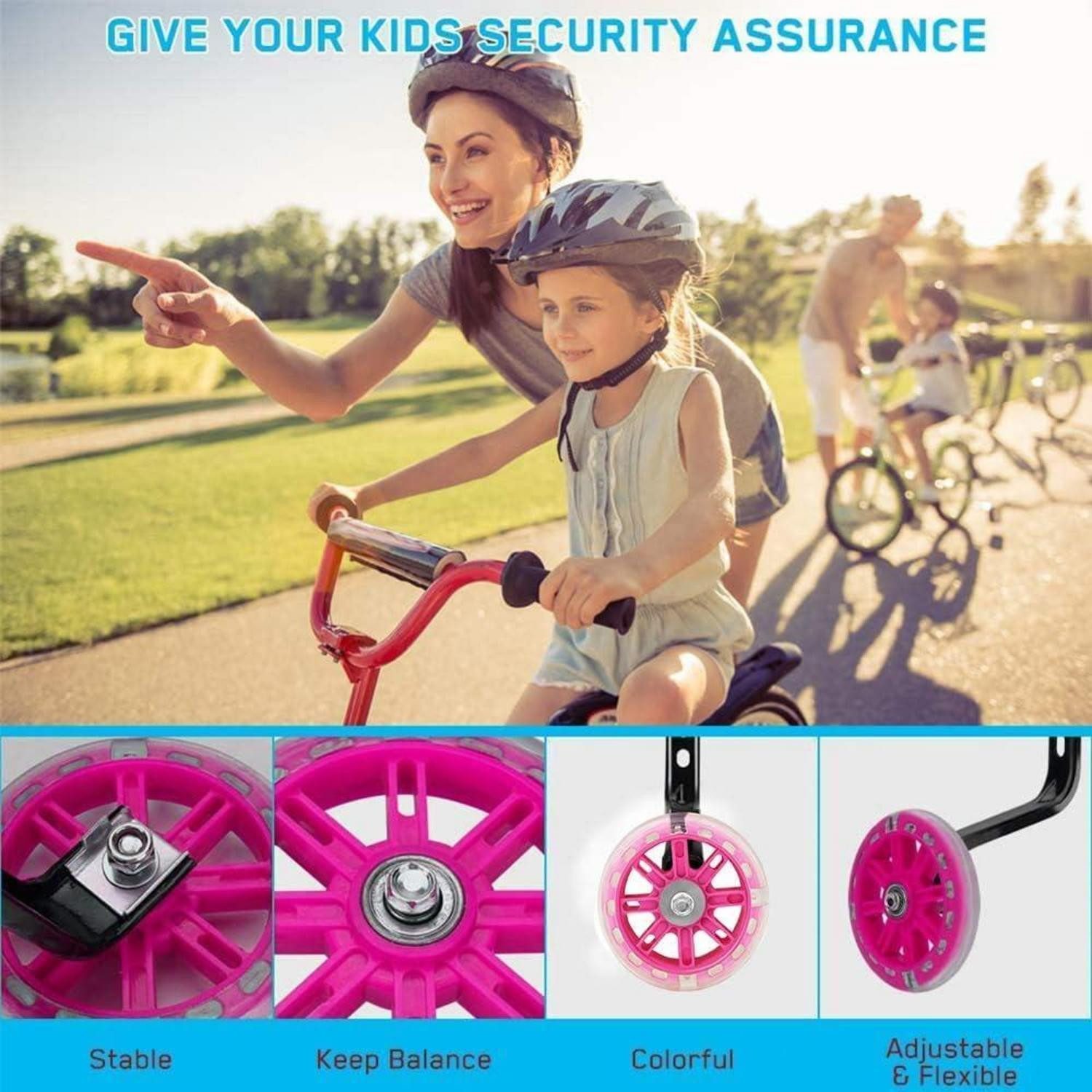 LuxusKollektion Fahrrad-Stützrad Stützräder für Kinderfahrrad Universal Stützräder Hilfsräder Rosa 1PCS