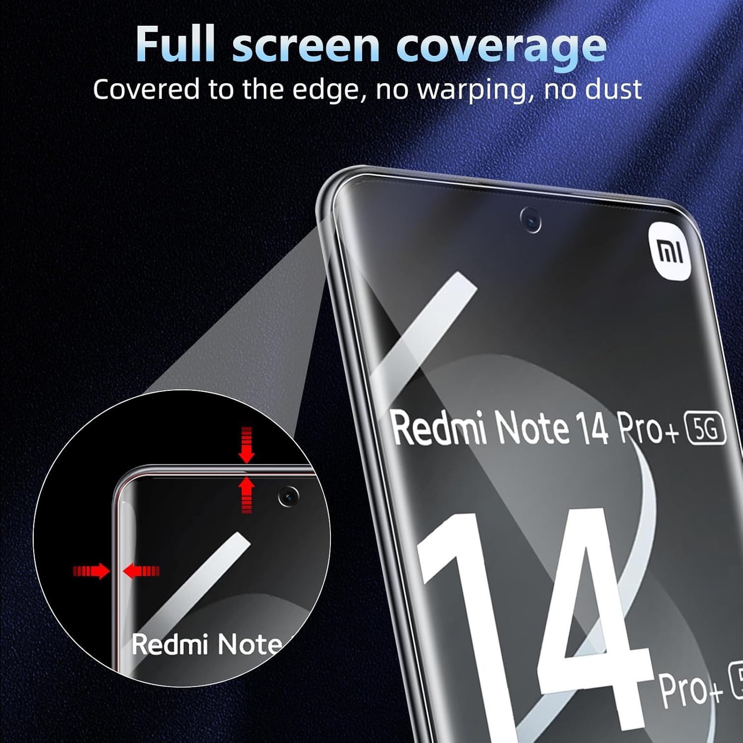 CLM-Tech Displayschutzfolie 3X für Xiaomi Redmi Note 14 Pro 5G Folie weich für Xiaomi Redmi Note 14 Pro 5G / Redmi Note 14 Pro+, TPU Folie - Anti-Fingerabdruck  – Bild 3 von 5