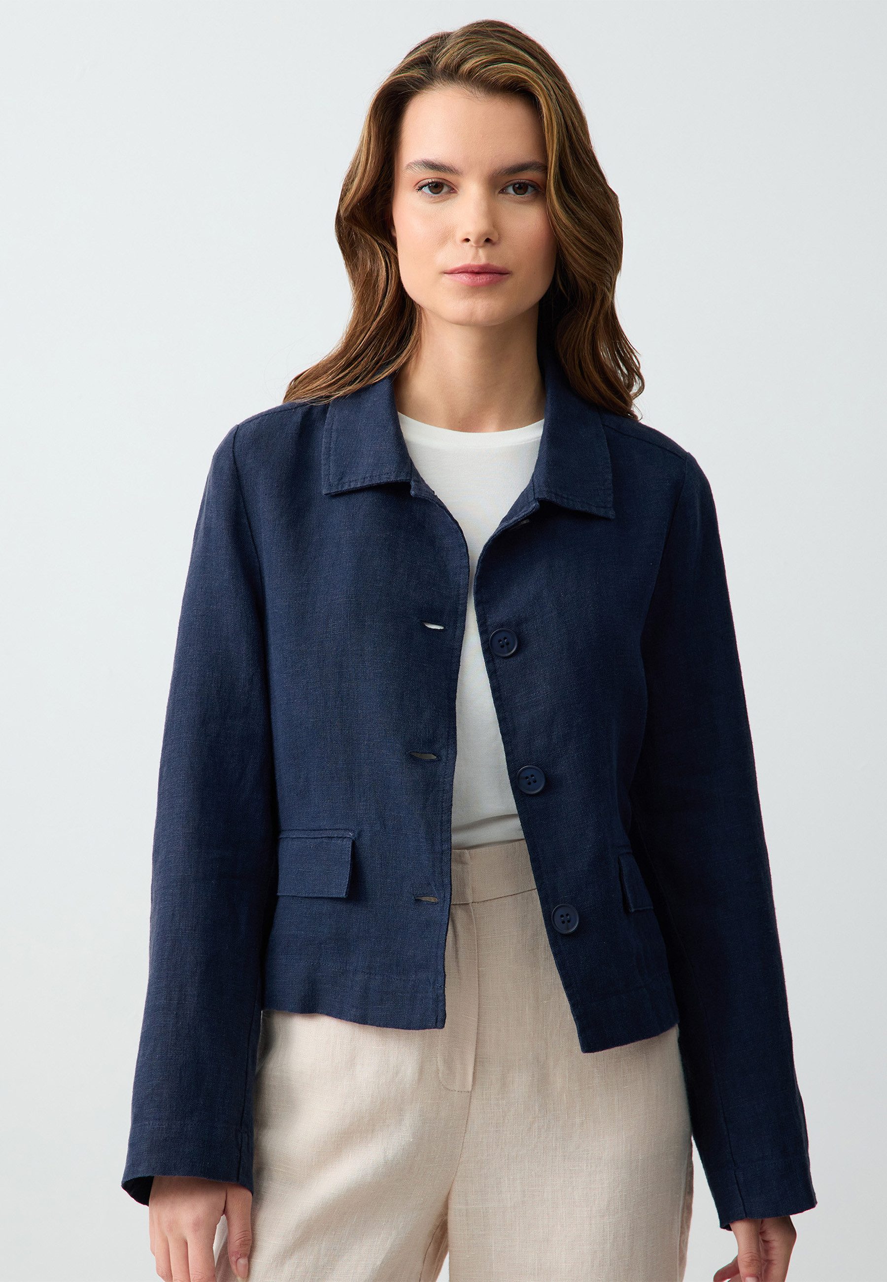 Jackett Gewebte Dunkelblaue Jacke