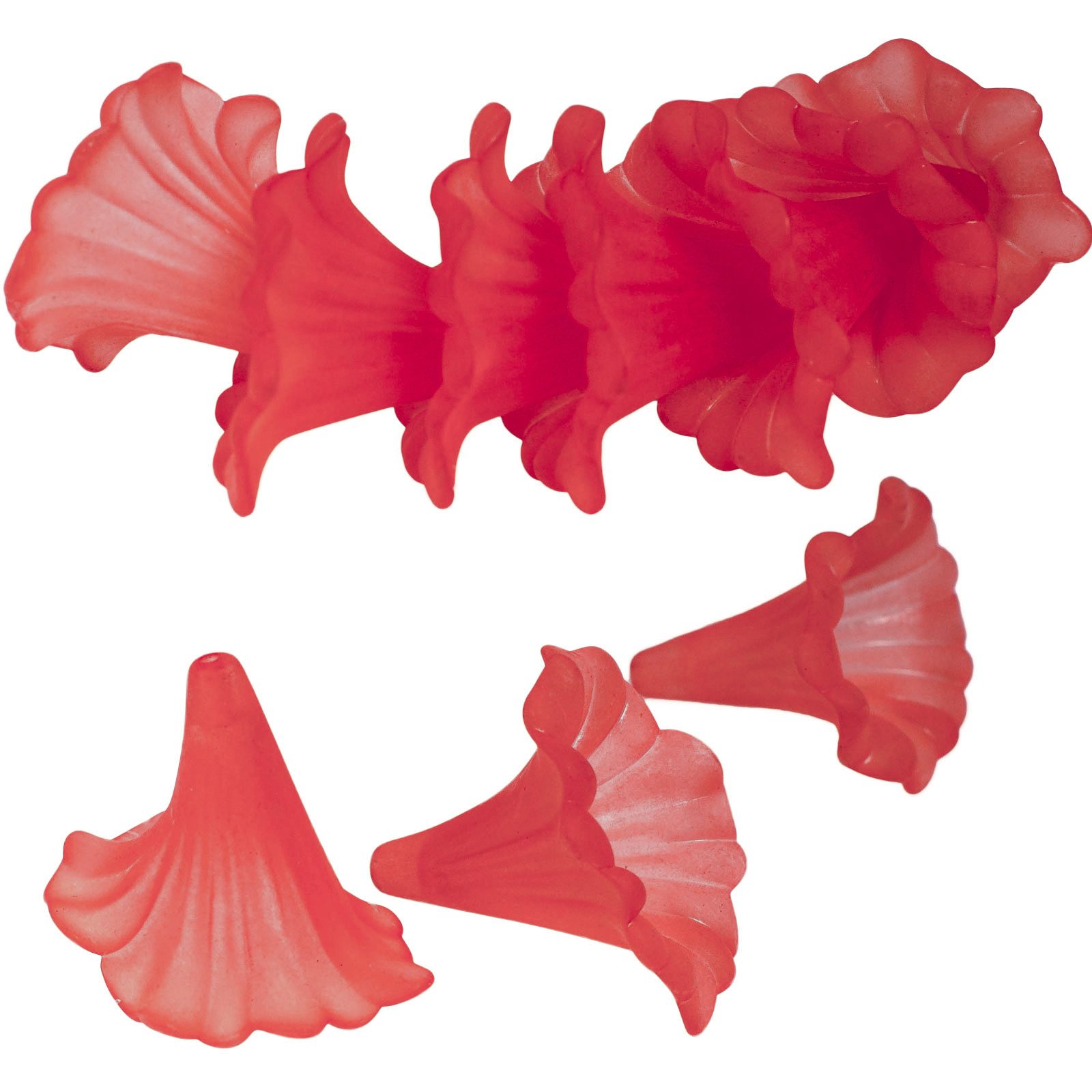 maDDma Bastelperlen Blütenkelch Perlen 10er Set, Acryl matt – DIY Deko in 15 Farben, (10er Set 10-tlg), kirschrot