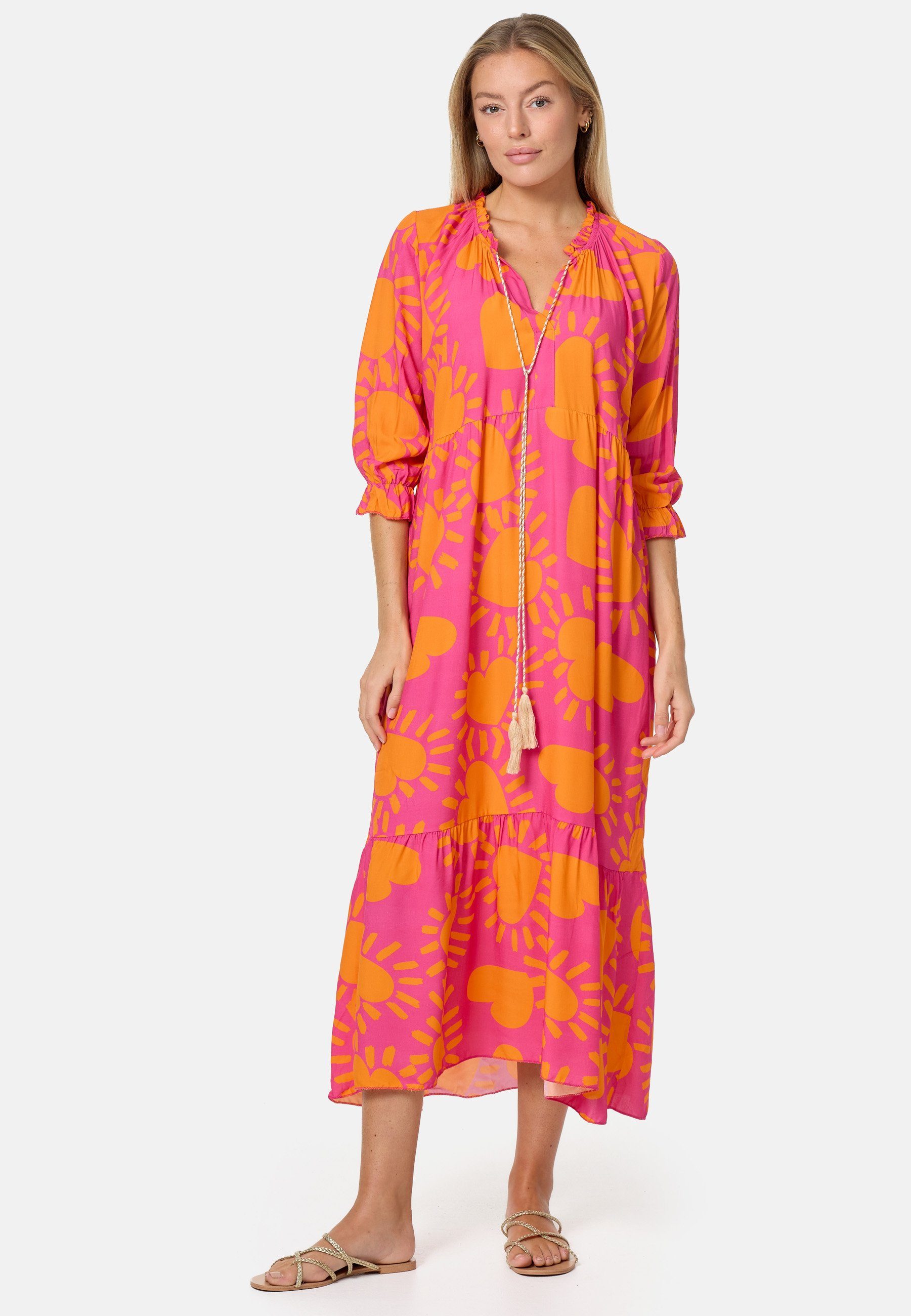 Rayshyne Maxikleid PM-32 (Sommerkleid Jersey Strandkleid mit Muster in Einheitsgröße)