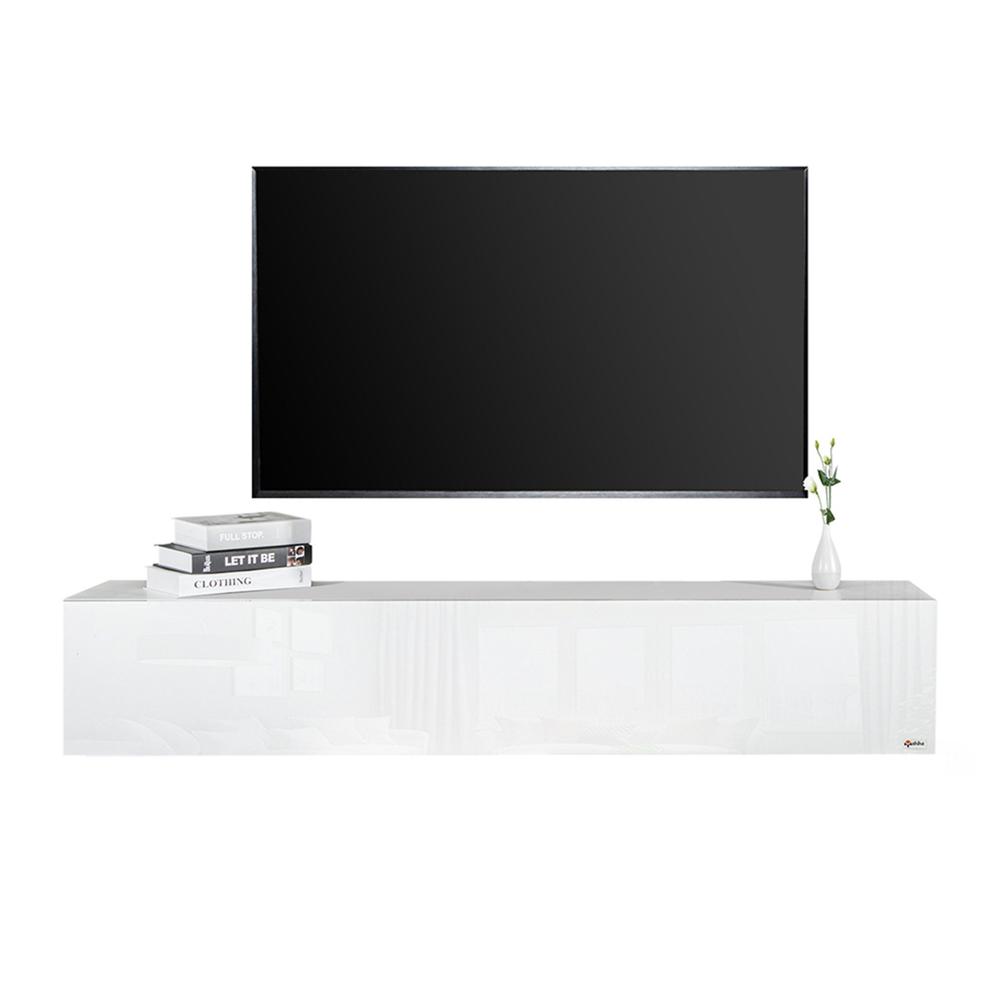 Makika Ablagetisch TV Lowboard / Fernsehtisch - Weiß Hochglanz günstig online kaufen