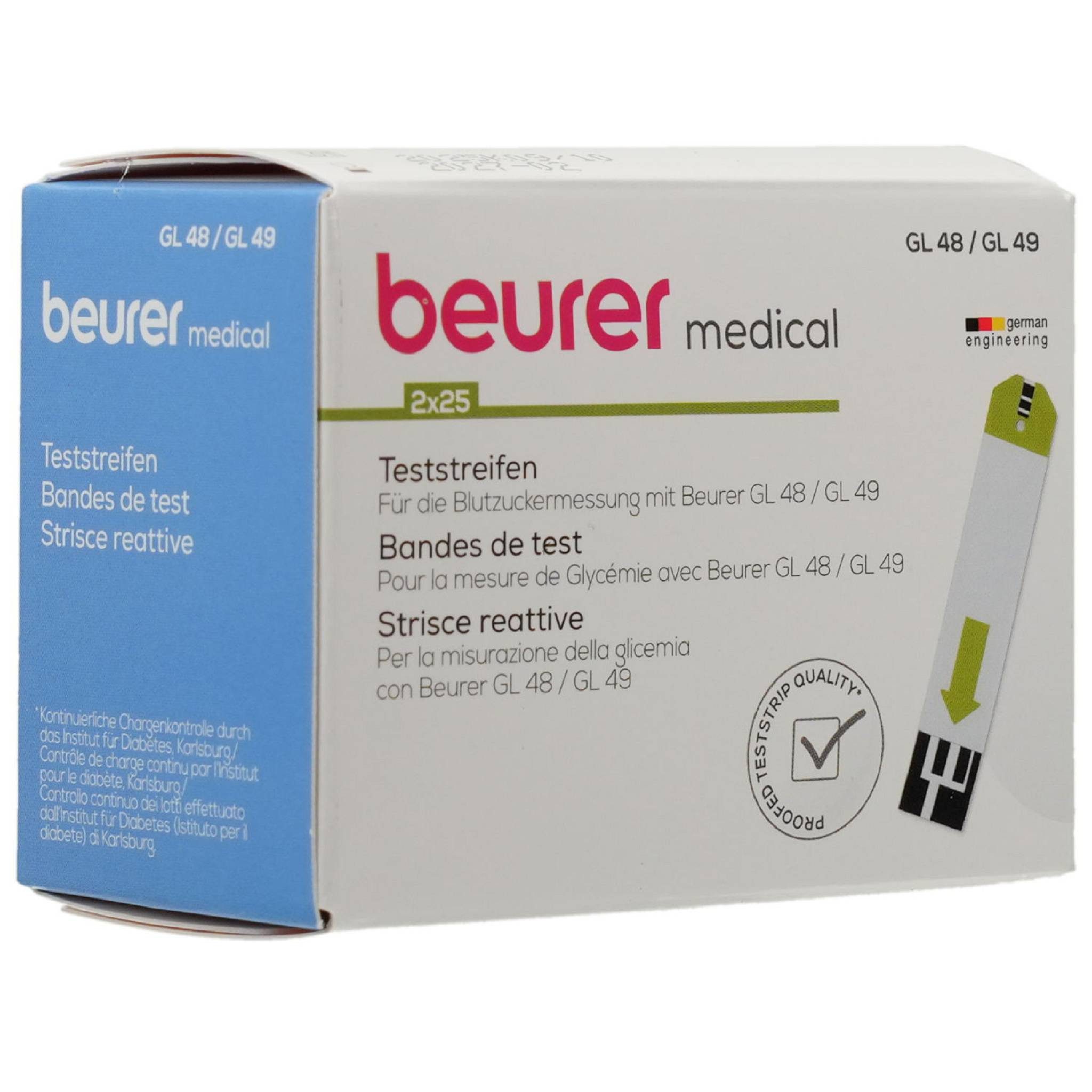 BEURER Blutzucker-Teststreifen BEURER GL48/GL49 Teststreifen 50 Stück