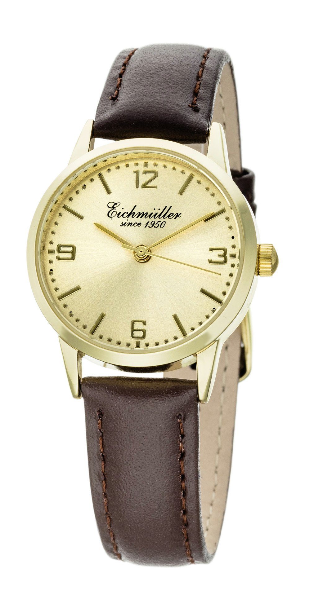 Eichmüller Quarzuhr Lederband Damenuhr Braun 6027-03 Goldfarben mm 29