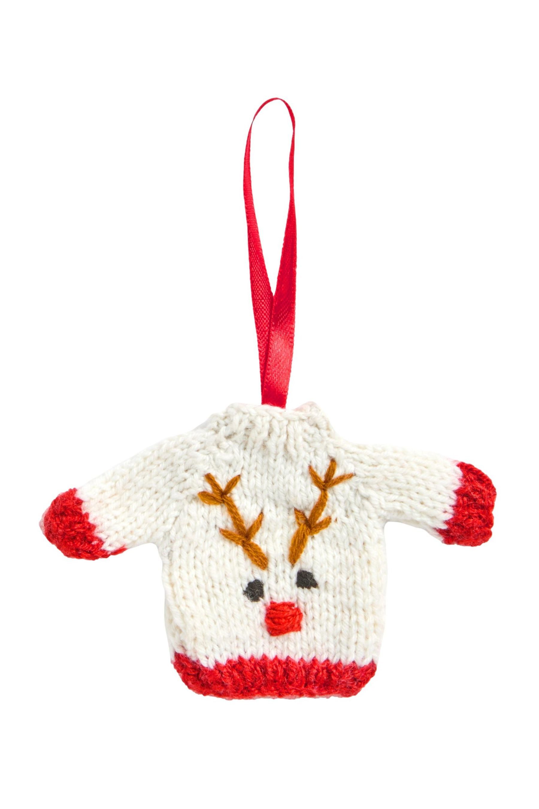 Dekokugel Weihnachtskugel, Rentier mit Strickpulli