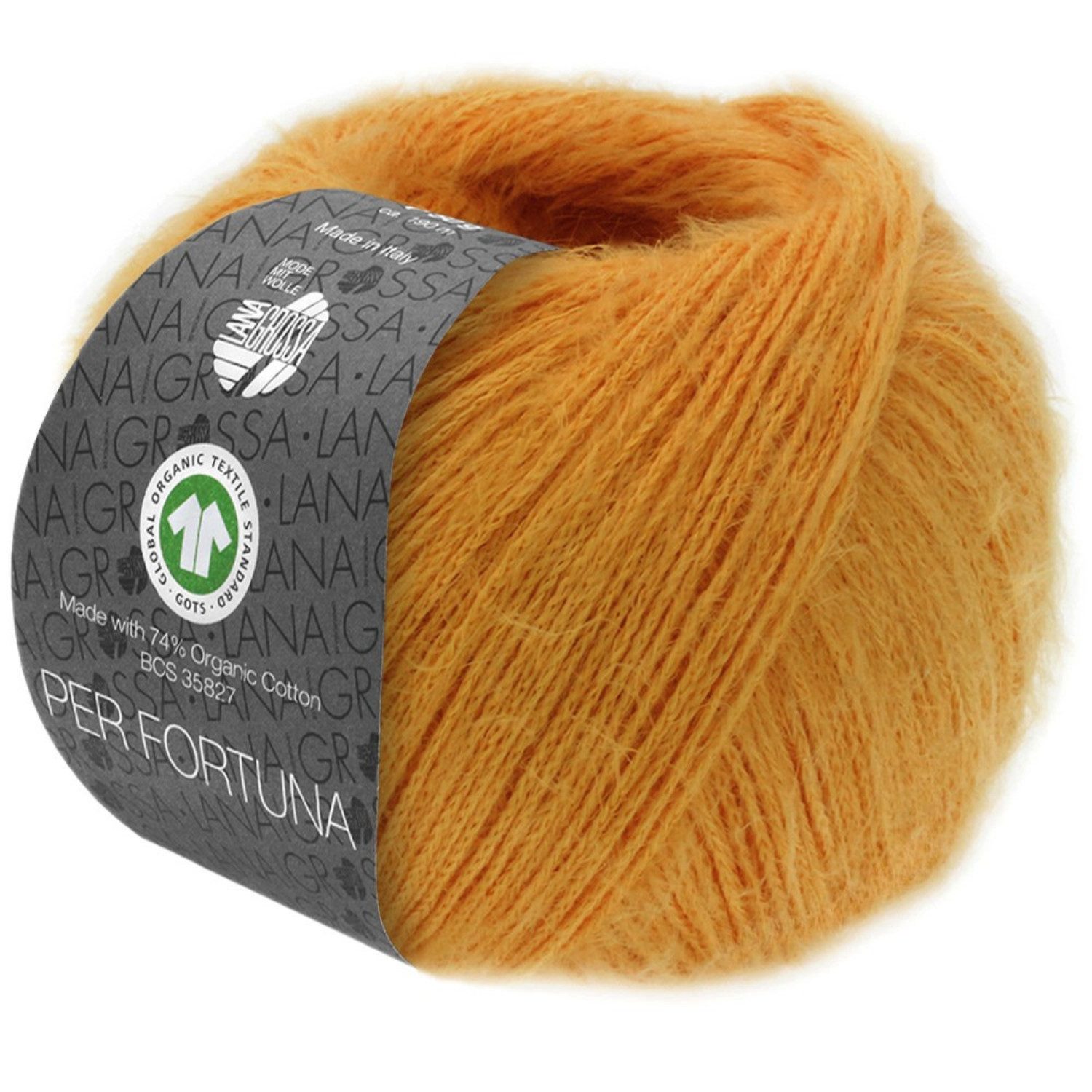 LANA GROSSA PER FORTUNA Flauschiges Kettengarn aus Baumwolle Häkelwolle, 190 m (Weiches Strickgarn für Pullover, Cardigans & Tops, Flauschige Struktur für moderne Strickmode mit Fashion-Charakter), 50 g