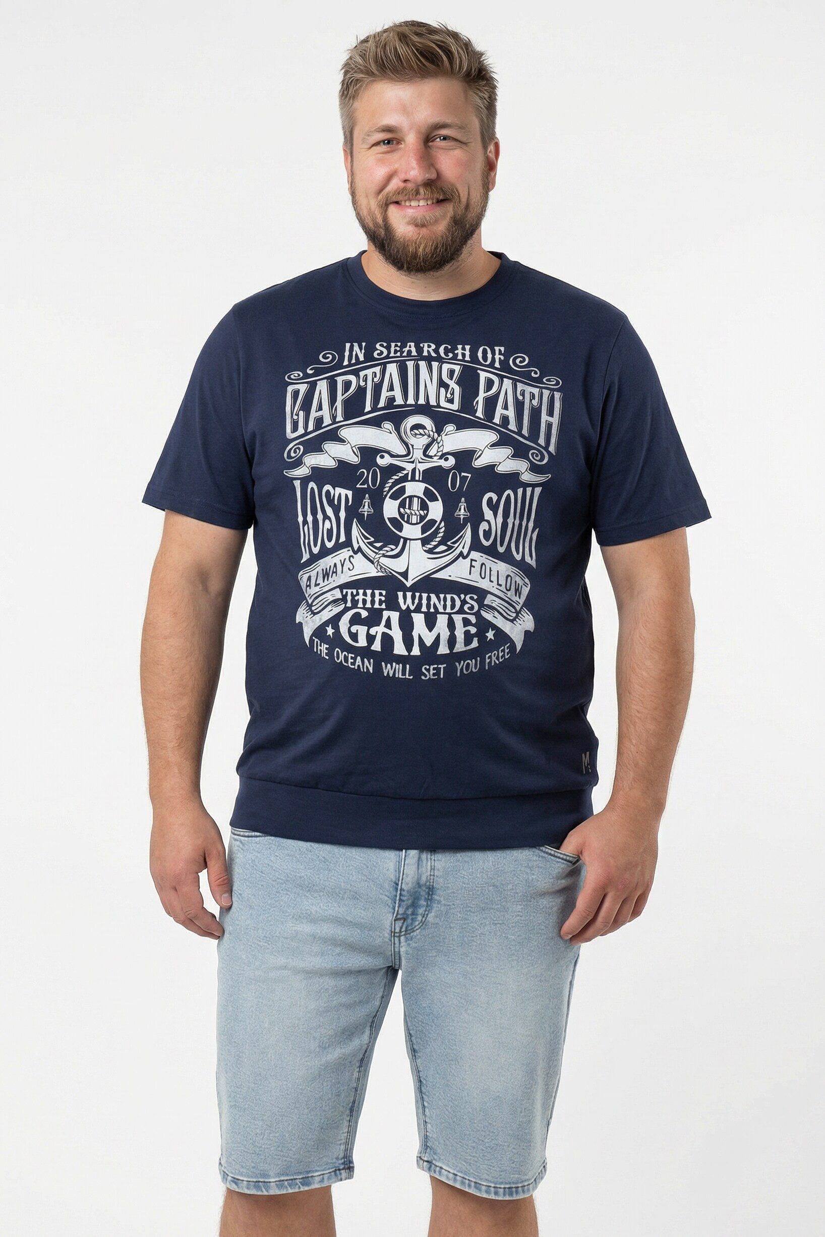 T-Shirt T-Shirt Bauchfit Print vorne Halbarm bis 8 XL