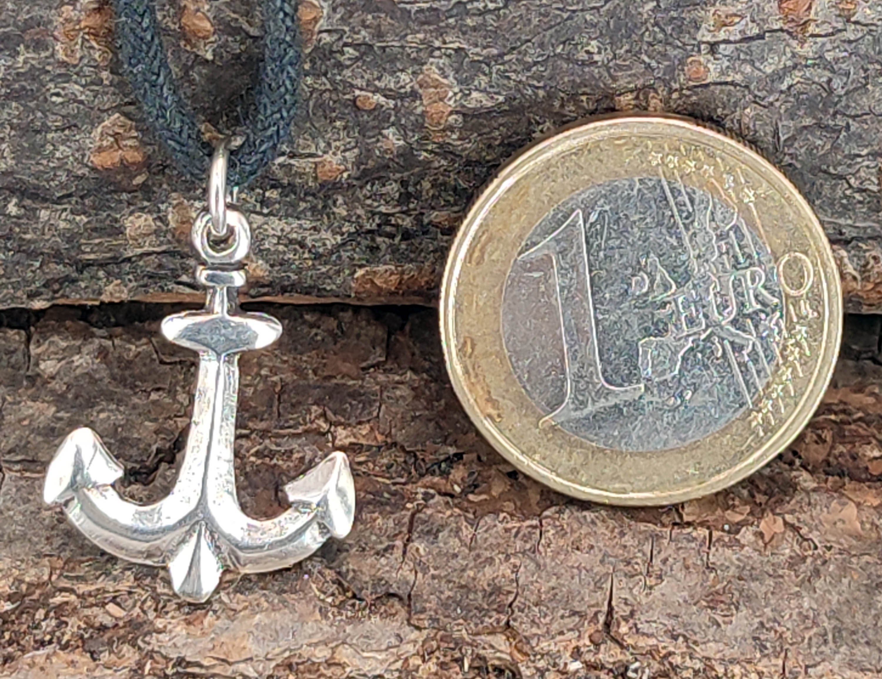 Kiss of Leather Kettenanhänger Anker Anhänger 925 Silber Seefahrt Seil