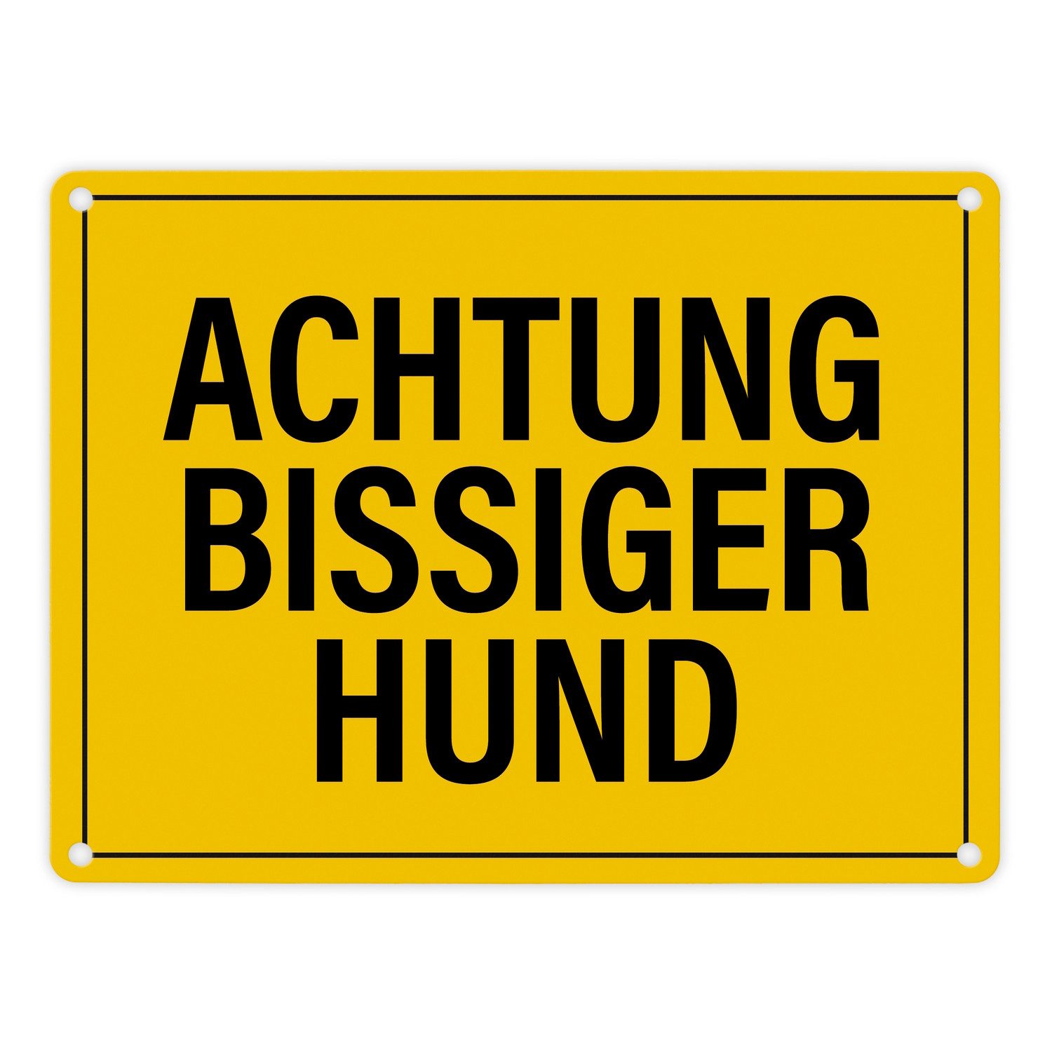 Metallschild Achtung bissiger Hund Metallschild in gelb Warnschild Hinweis bissig