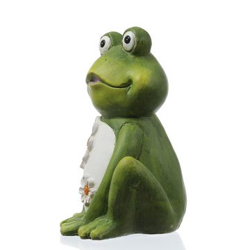 MARELIDA Gartenfigur Frosch Freddi Dekofigur Tierfigur für Beet Gartendeko H: 21cm grün