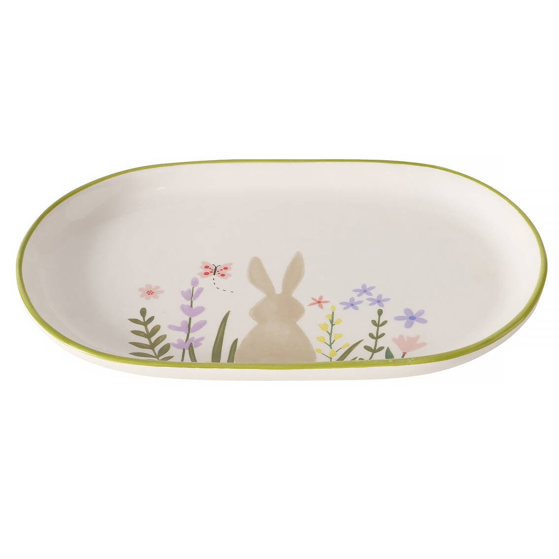 BOLTZE GRUPPE GmbH Servierplatte GABBY, Keramik, (1 Stk), Hase mit Blumen