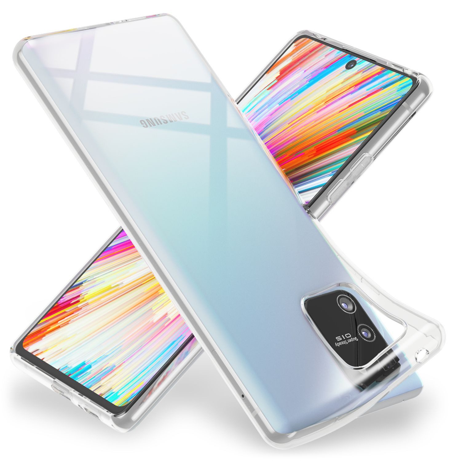 Nalia Smartphone-Hülle Samsung Galaxy S10 Lite 17 cm (6,7 Zoll), GLAZE Case - Transparentes Silikon, Anti-Watermark & Schlank