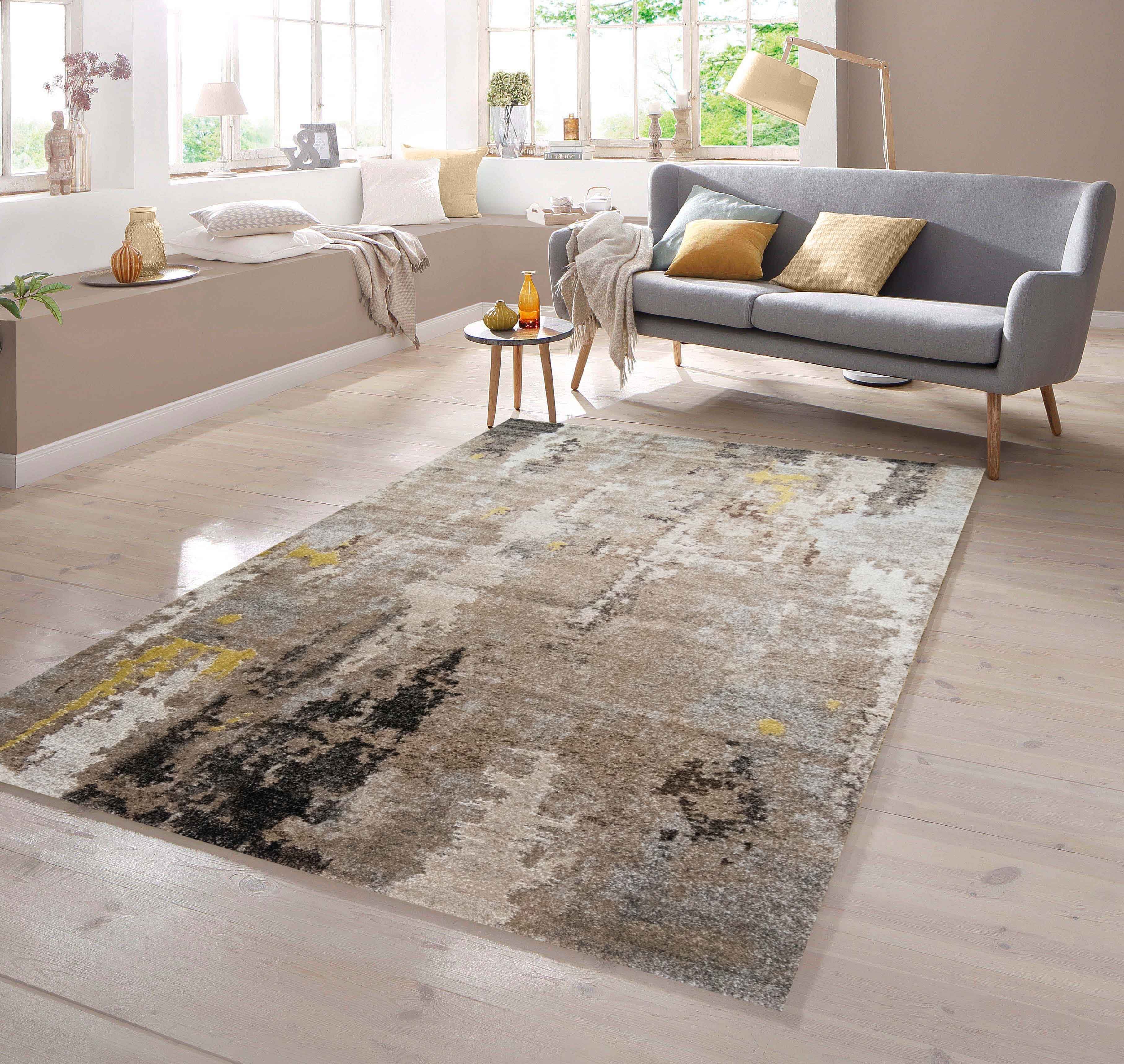 TeppichHome24 Teppich Teppich abstraktes Design eige braun, rechteckig günstig online kaufen