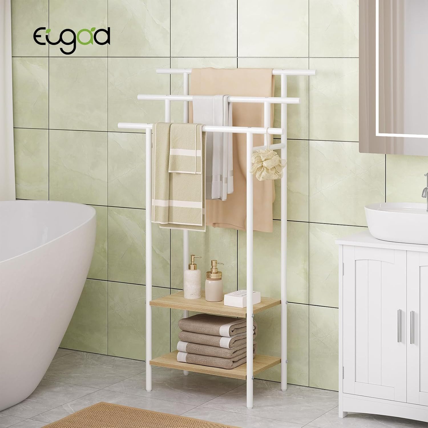 EUGAD Handtuchständer, Handtuchhalter, mit 3 Handtuchstangen aus Metall Hol günstig online kaufen