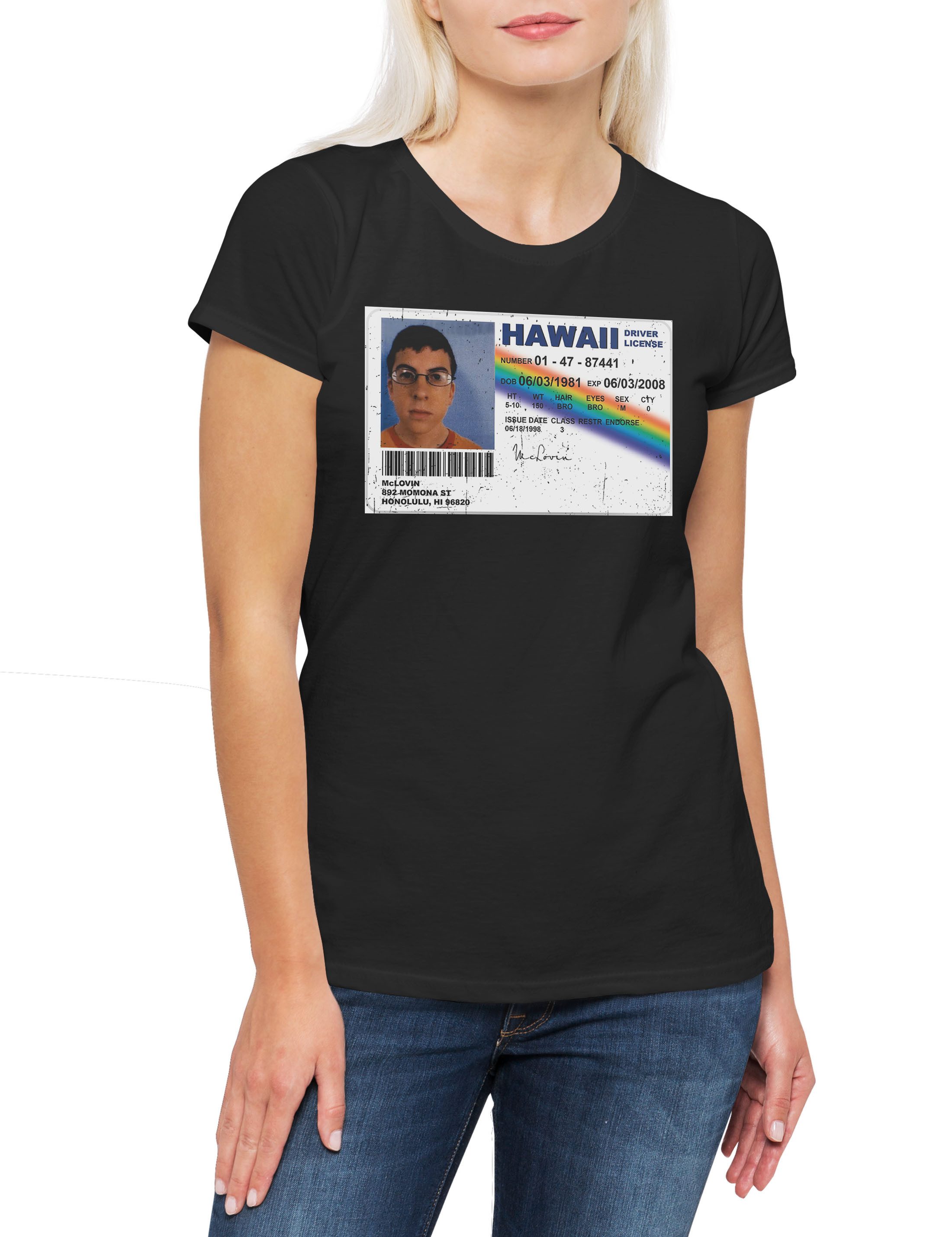 Print-Shirt McLovin Damen T-Shirt Superbad Film Teenie Komödie Highschool Party