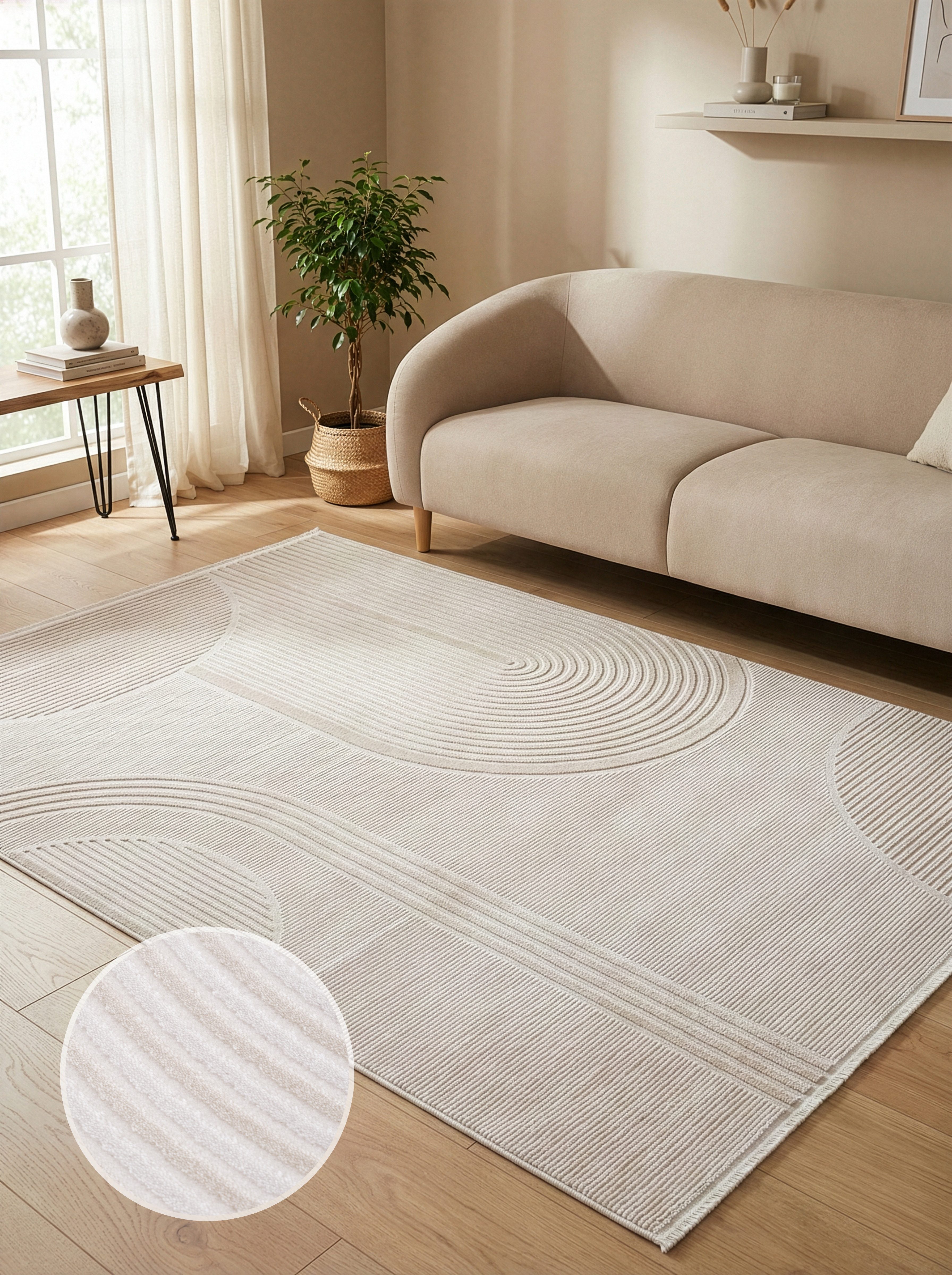 Calvin Klein home Teppich Glow, mit Fransen, Designerteppich, rechteckig, Höhe: 8 mm, Hoch-Tief, 3D Optik, skandinavischer Stil, Wohnzimmer, Schlafzimmer