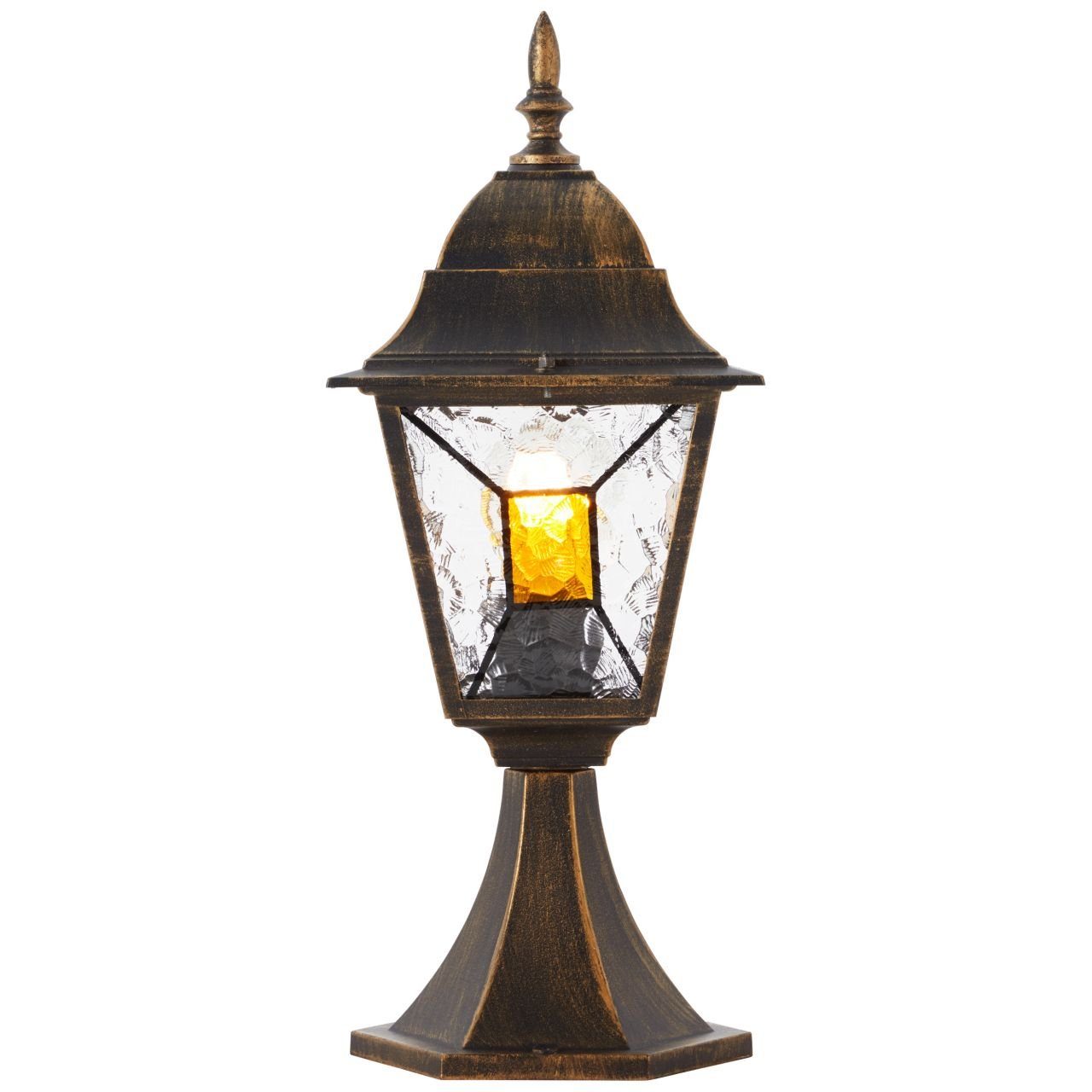 Brilliant Außen-Stehlampe schwarz Verwendung gold 1x bei geeigne, 60W, Janel Außensockelleuchte und E27, 44cm geeigneter Leuchtmittel Dimmer Dimmbar Janel, A60