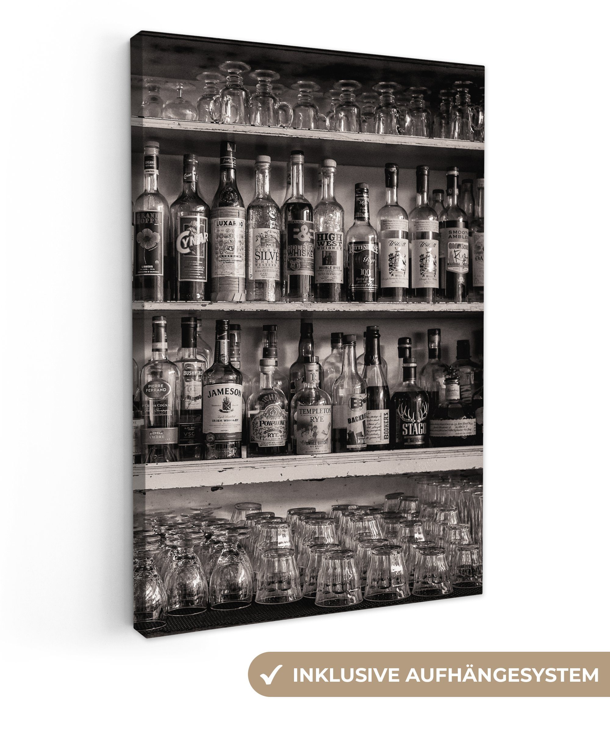OneMillionCanvasses® Leinwandbild Bar - Alkohol - Spirituosen - Stilleben, (1 St), Leinwandbild fertig bespannt inkl. Zackenaufhänger, Gemälde, 20x30 cm