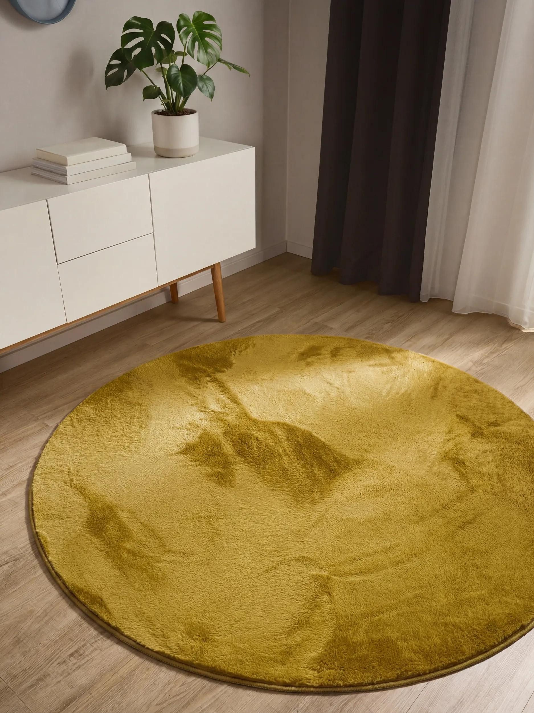 benuta Fellteppich Furry, rund, Höhe: 24 mm, Kunstfaser, Berber, Ethno-Style, Wohnzimmer