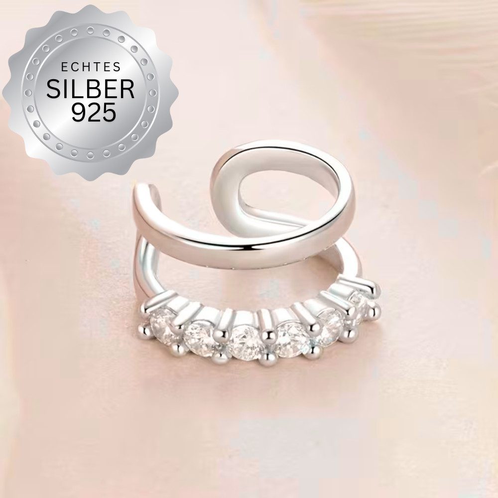 XCOAST Ohrring-Set Secret Spark Ear Cuff 925 Silber – Minimalistisch mit Zirkonia (1-tlg., einzeln), kein Piercing erforderlich, verstellbarer Ear Cuff, hypoallergen