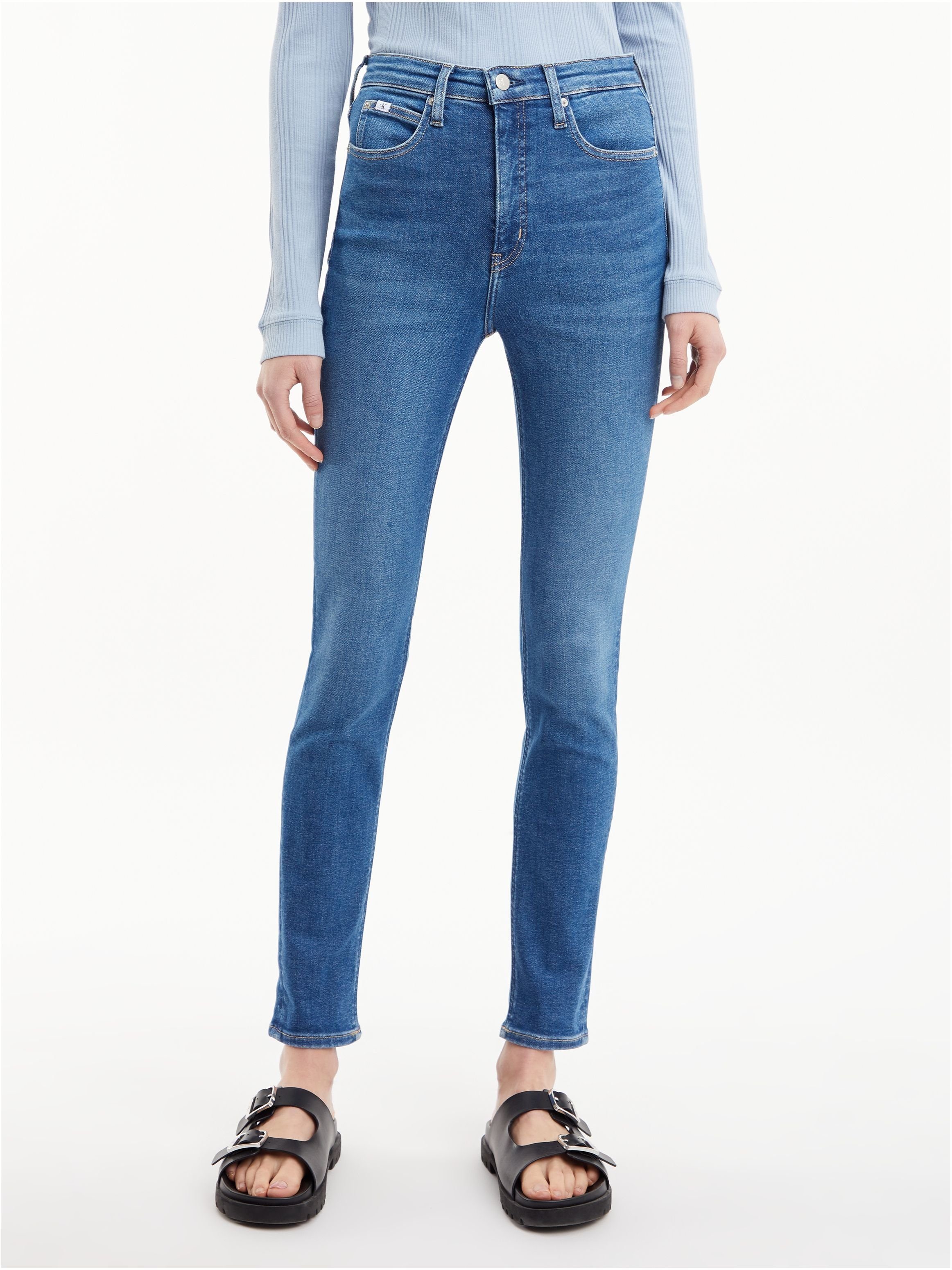 Calvin Klein Jeans Skinny-fit-Jeans HIGH RISE SKINNY mit Calvin Klein Leder-Brandlabel hinten am Bund