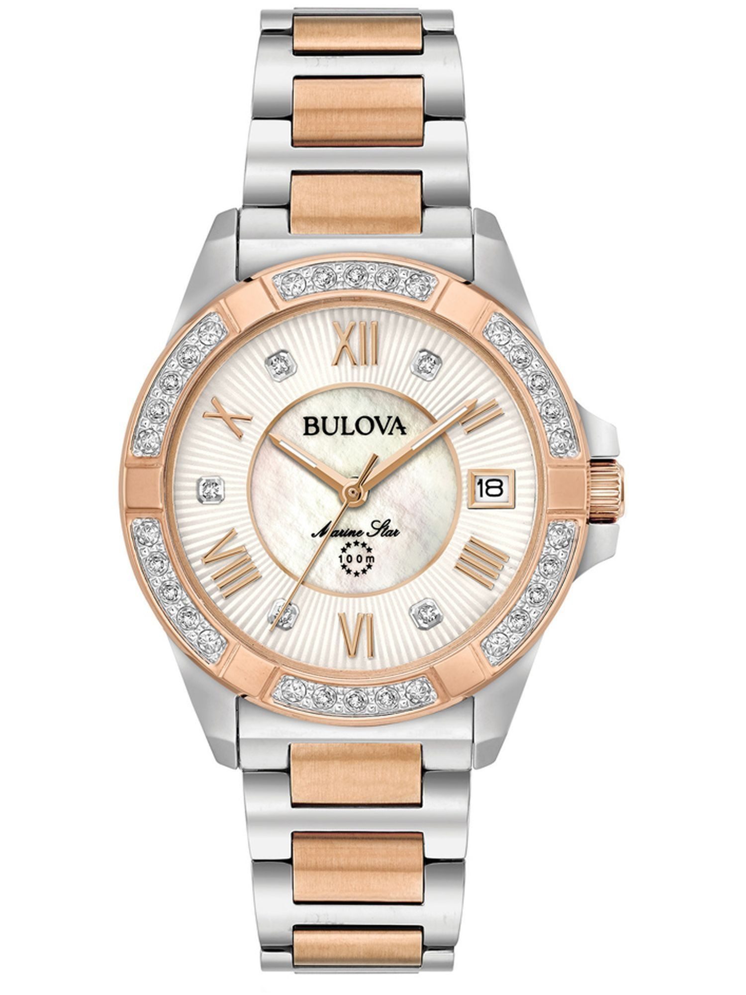 Bulova Quarzuhr 98R234 98R234, BULOVA 98R234 Marine Star Ladies Diamond Uhr Damenuhr Datum Bicolor
