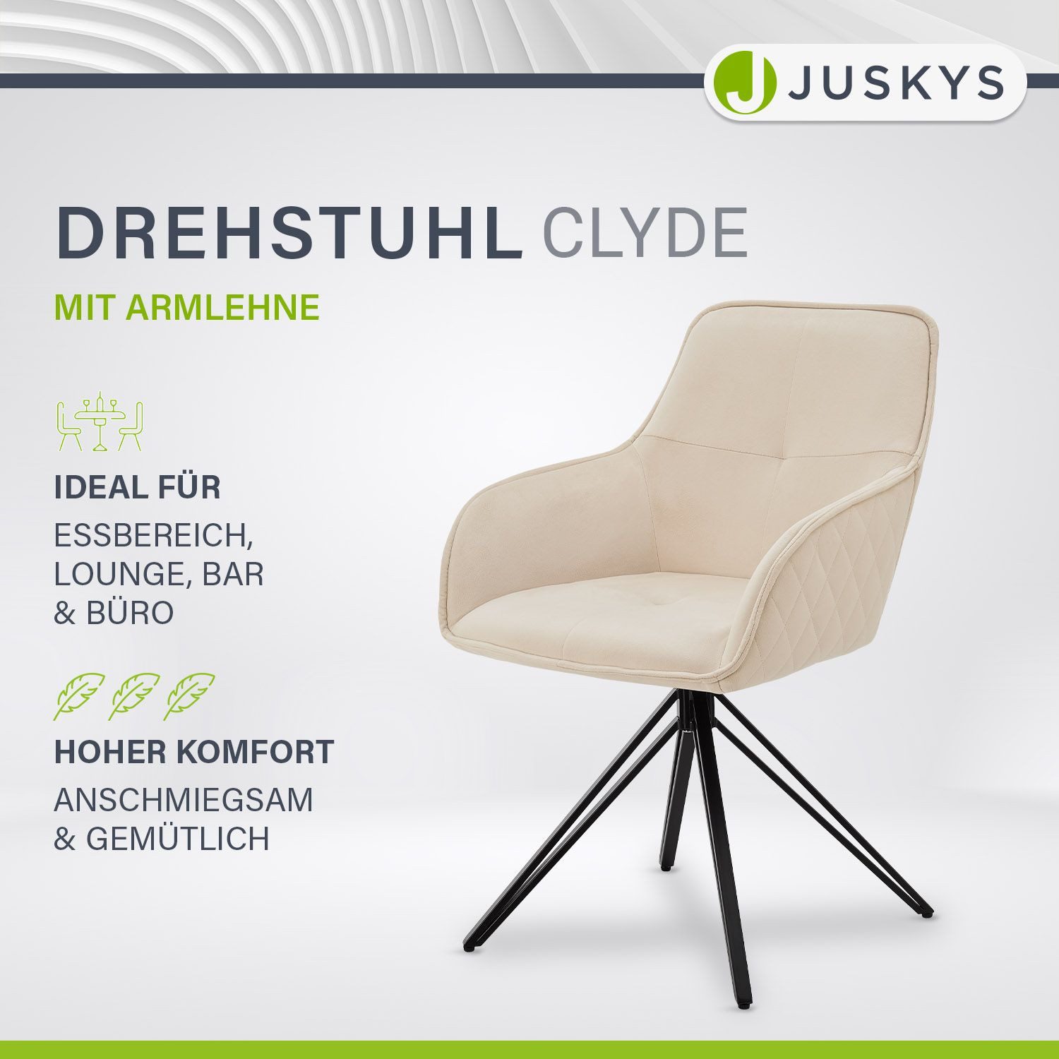 Juskys Esszimmerstuhl Clyde, modern, Stoff Bezug, günstig online kaufen