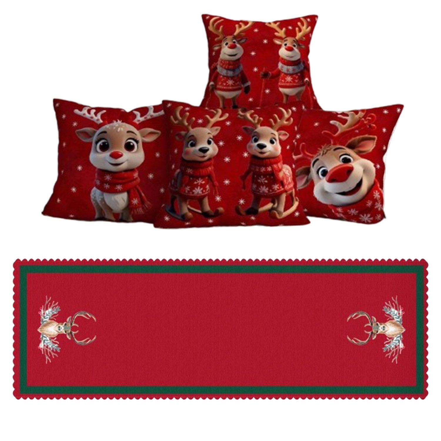 inovesis Kissenbezüge Hochwertige Weihnachts-Kissenbezüge mit Tisch Runner günstig online kaufen