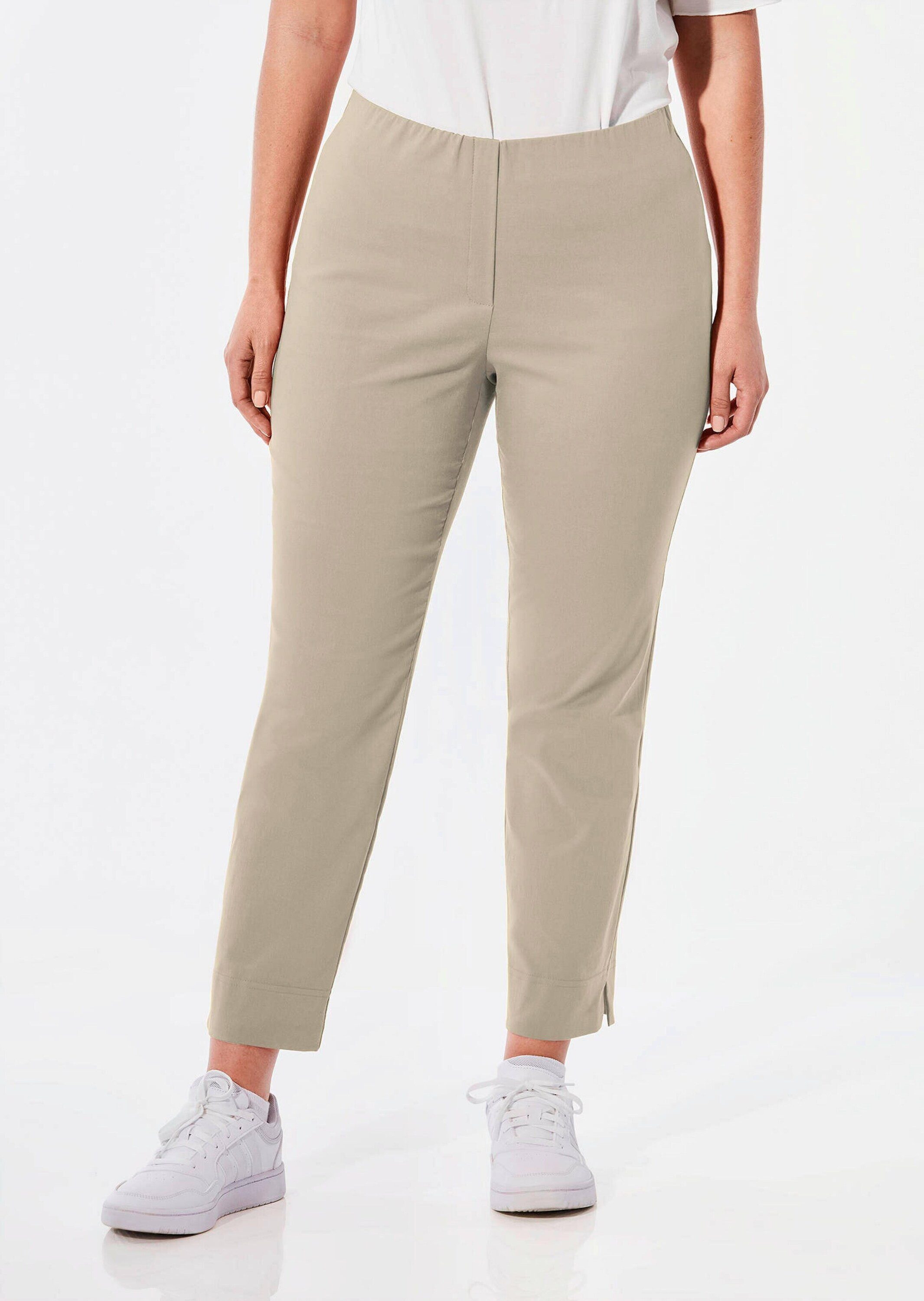 GOLDNER Caprihose Stretchhose mit Seitenschlitzen (CURVY) Unifarbenes Design mit praktischem Schlupfbund