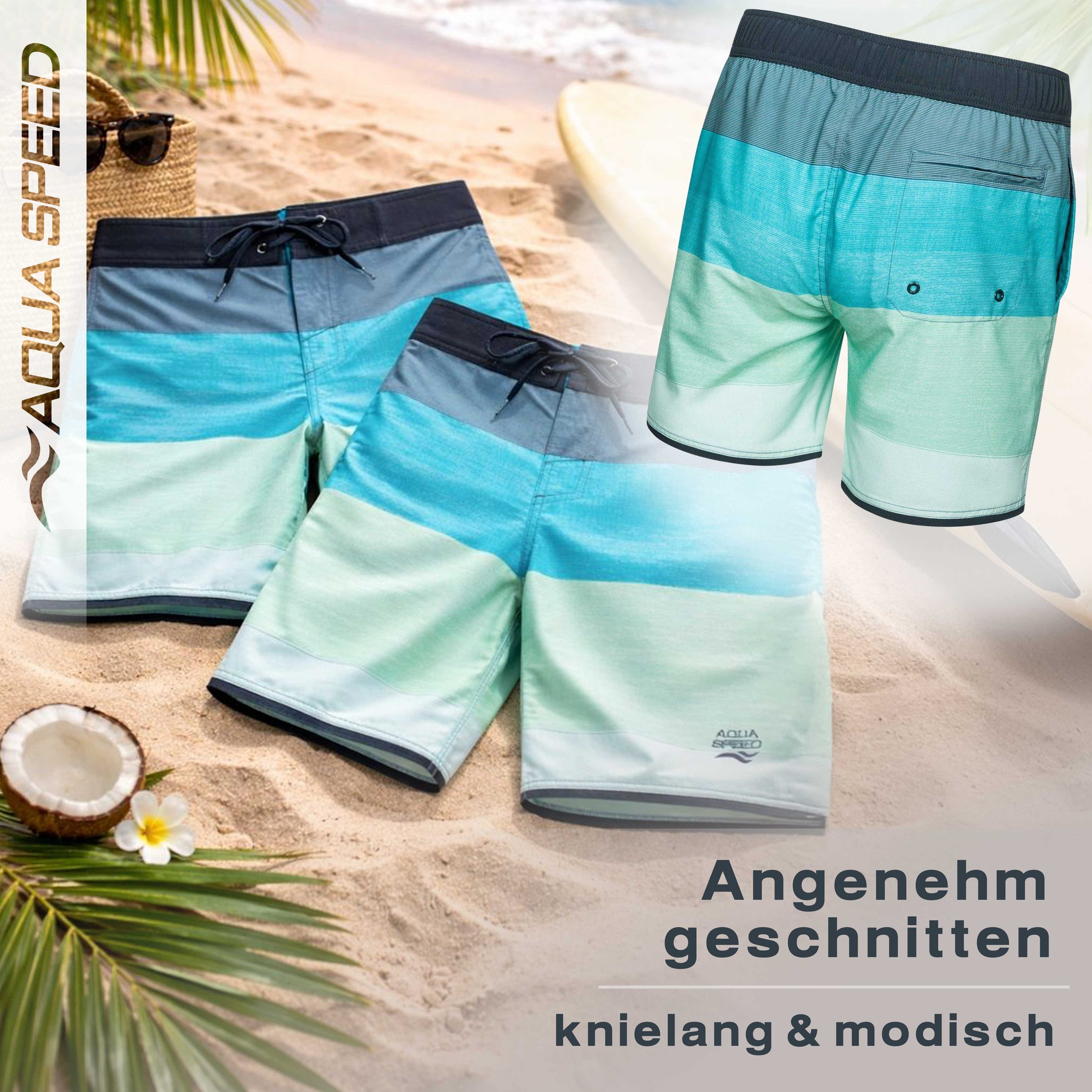 Aqua Speed Boardshorts (NOLAN Badeshorts Badehose Strandhose Schwimmhose Herren) Angenehmes Material bietet hohen Tragekomfort bei warmem Wetter