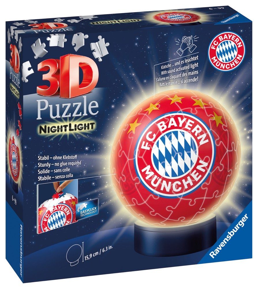 Ravensburger 3D-Puzzle Ball Nachtlicht FC Bayern München 12177, 72 Puzzlete günstig online kaufen