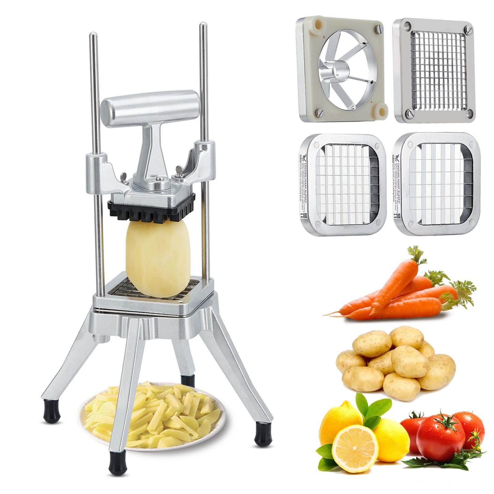 GarveeMore Knabber Manueller Heavy‑Duty‑Gemüseschneider AY420, Aluminium‑Gehäuse, 2 austauschbare Klingen, für Haushalt, Gastronomie und Catering