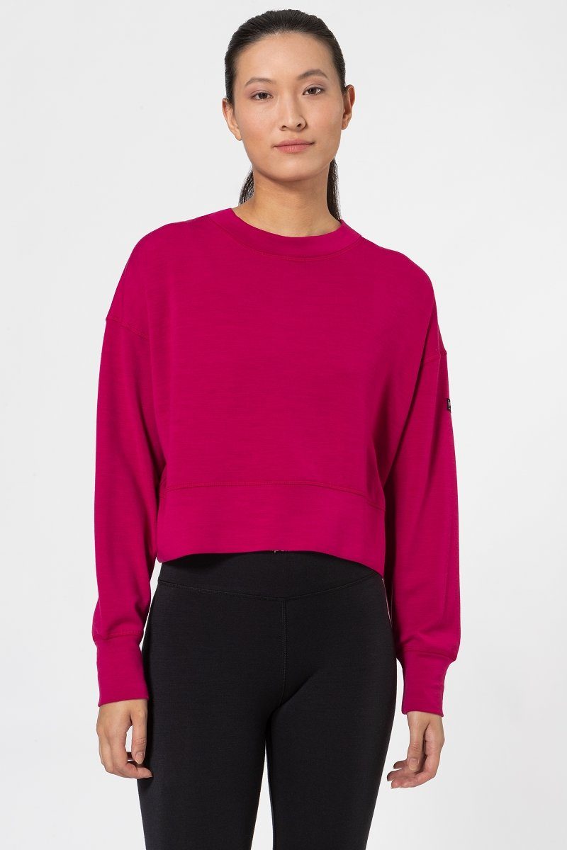 SUPER.NATURAL Sweatshirt Merino Sweatshirt W KRISSINI SWEATER lässiger Merino-Materialmix Sangria