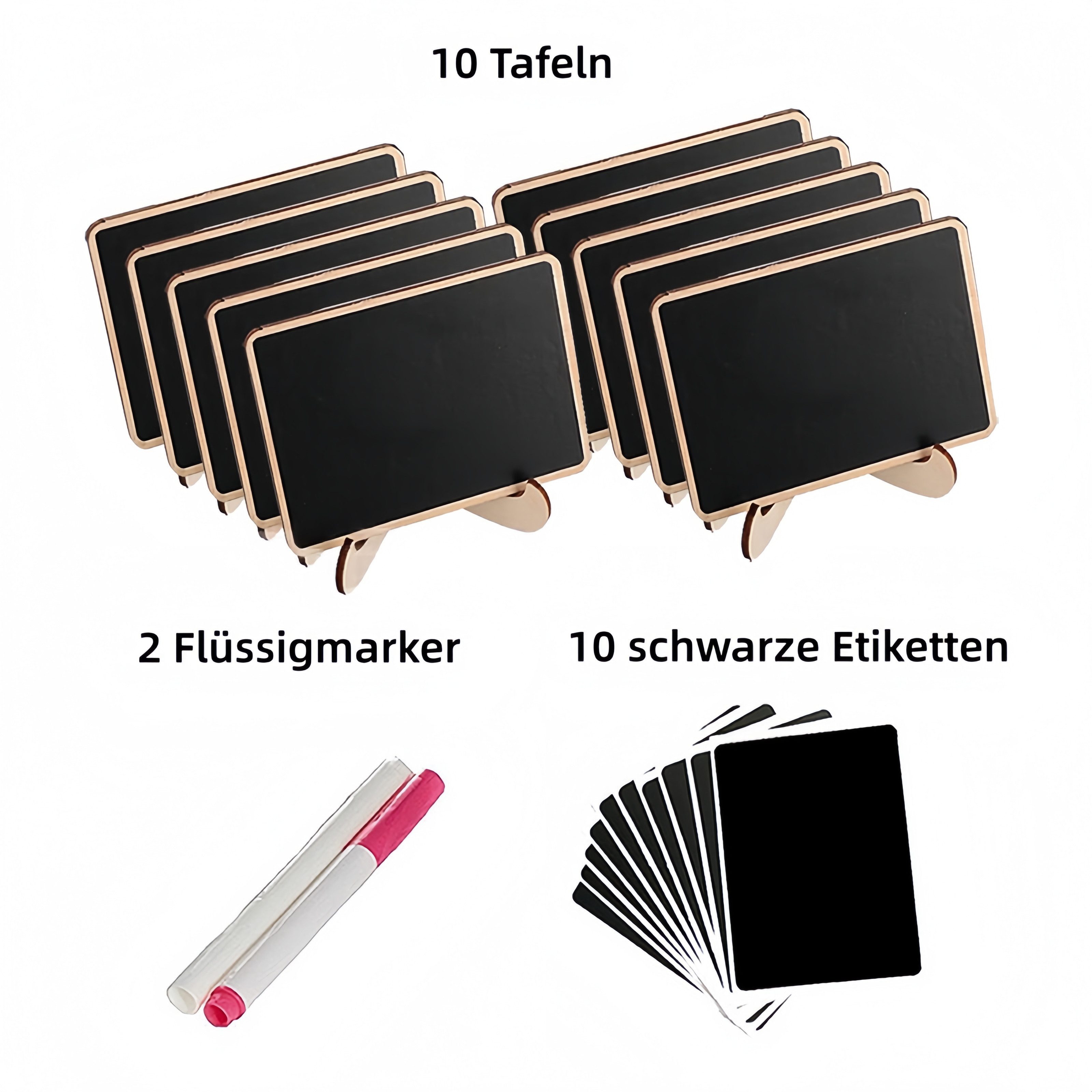 FOUORTUNATE-BEE Standtafel 10er Set kleine Tafeln mit Ständer für Hochzeit, Buffet & Schilder, (10-tlg), Mini-Tafeln mit Ständer für Tischkarten, Medaillen & DI – Bild 2 von 5