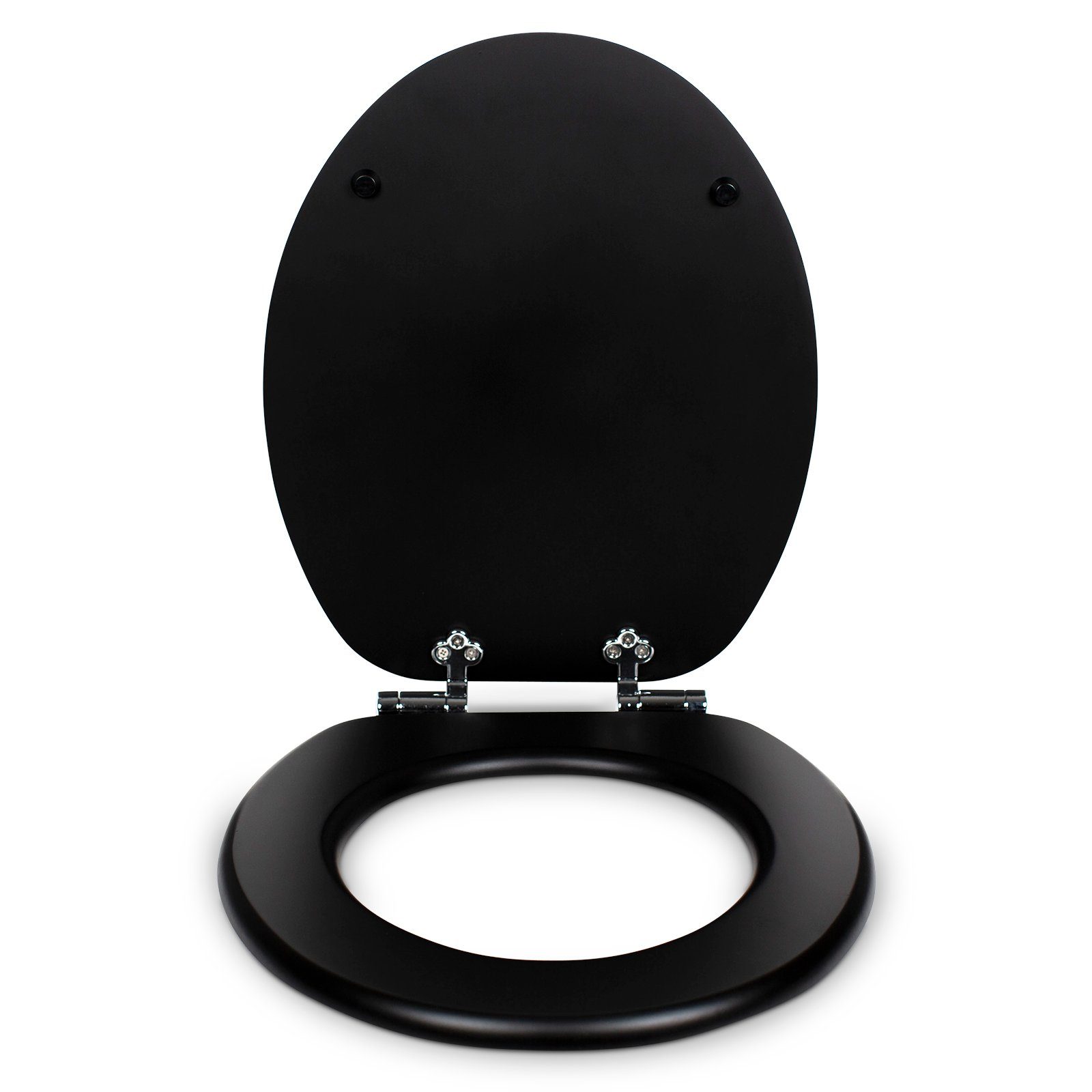 Sanfino WC-Sitz "All Black“ Premium Toilettendeckel mit Absenkautomatik aus Holz, bunter WC Sitz mit Motiv, hoher Sitzkomfort, einfache Montage – Bild 3 von 5