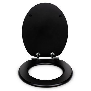 Sanfino WC-Sitz "All Black" Premium Toilettendeckel mit Absenkautomatik aus Holz, in Schwarz, hohem Sitzkomfort, einfache Montage